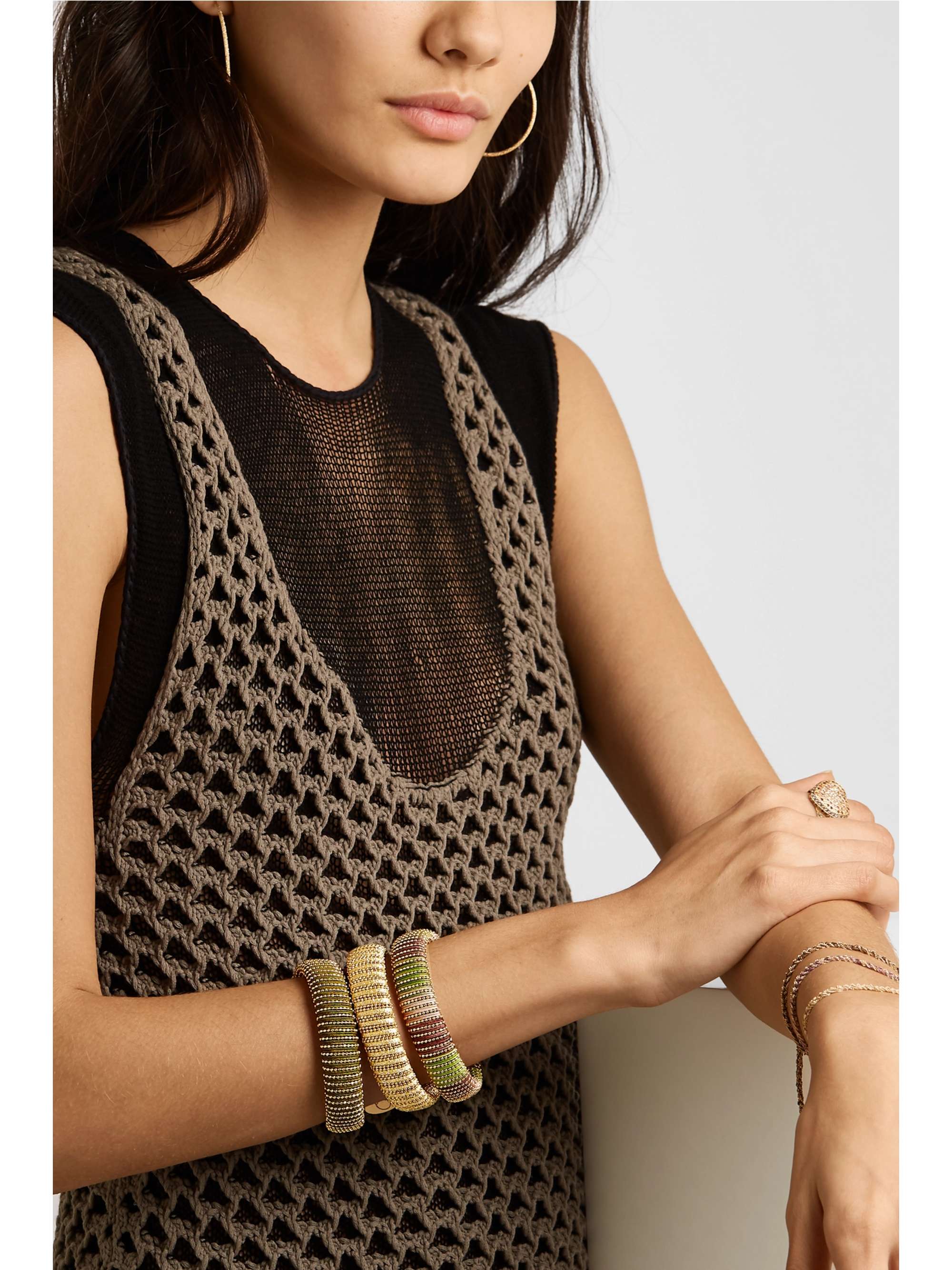 CAROLINA BUCCI Caro set of three gold plated, Lurex and cotton bracelets