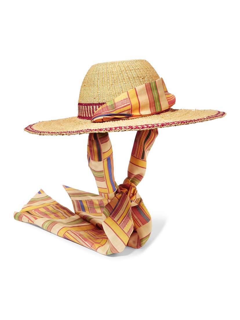 Margherita X Cambiaghi X OAfrica Silk-trimmed Printed Straw Hat