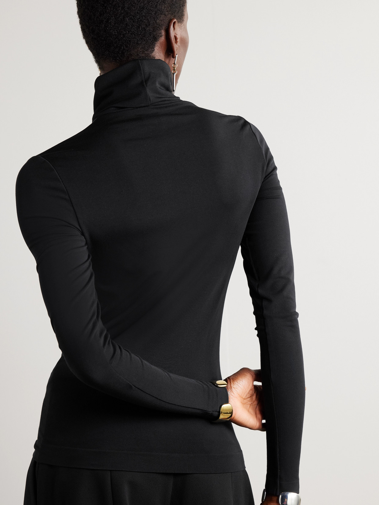 Shop Wolford + Net Sustain Aurora Modal-blend Jersey Turtleneck Top In Black