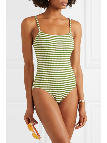 Solid & Striped The Nina striped ribbed stretch-knit swimsuit