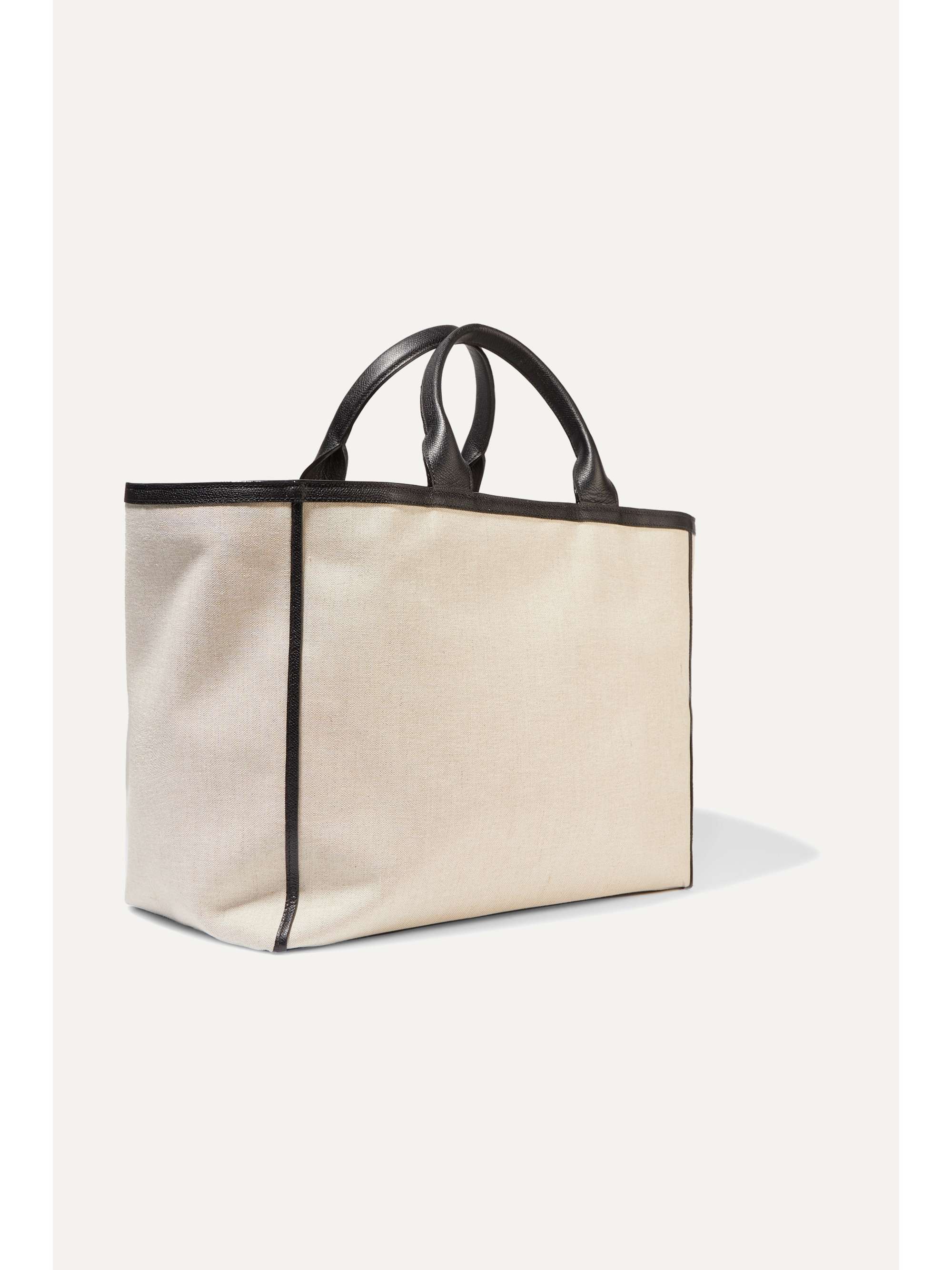 VALEXTRA Shopping two-tone leather-trimmed canvas tote