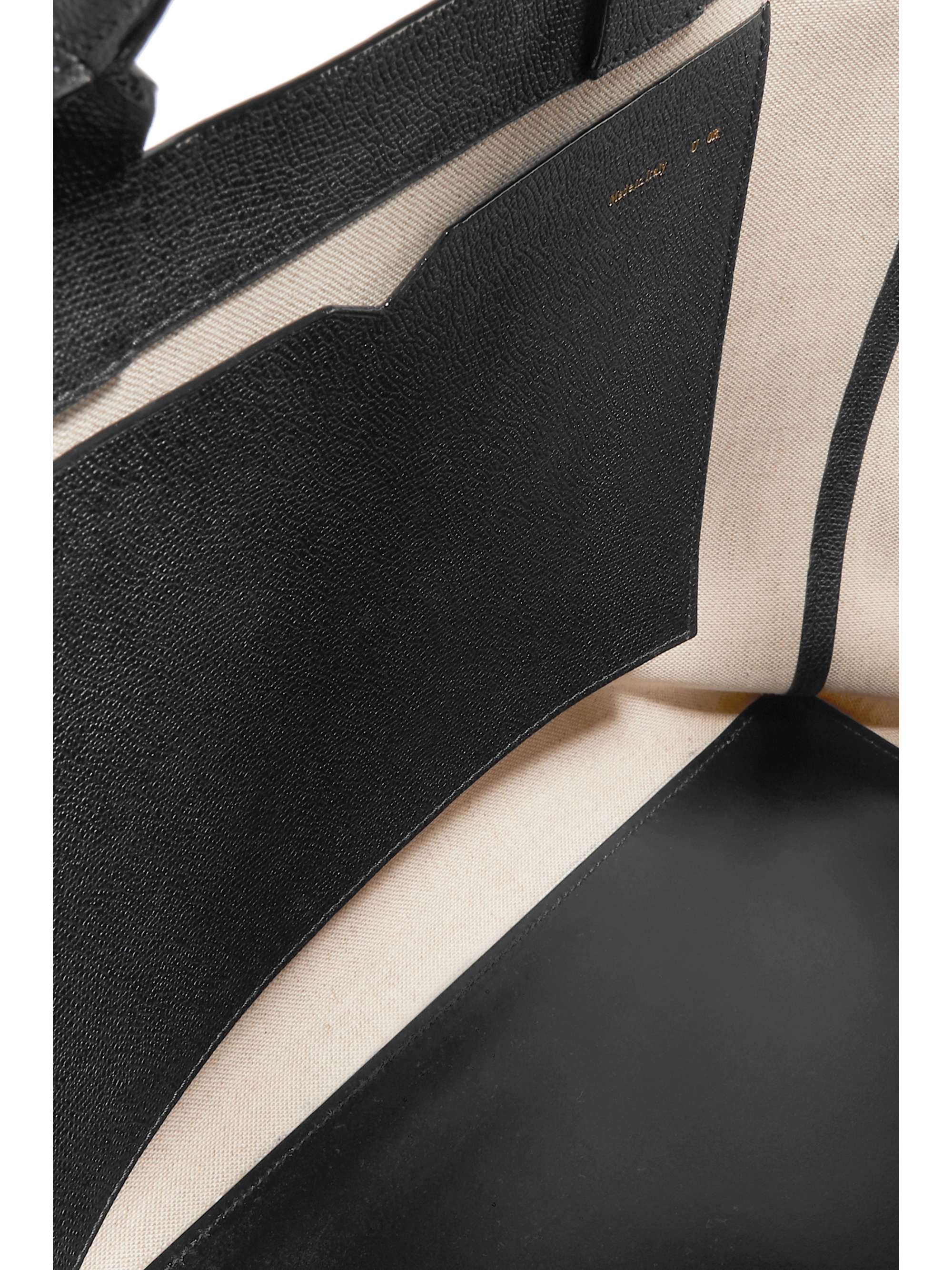 VALEXTRA Shopping two-tone leather-trimmed canvas tote