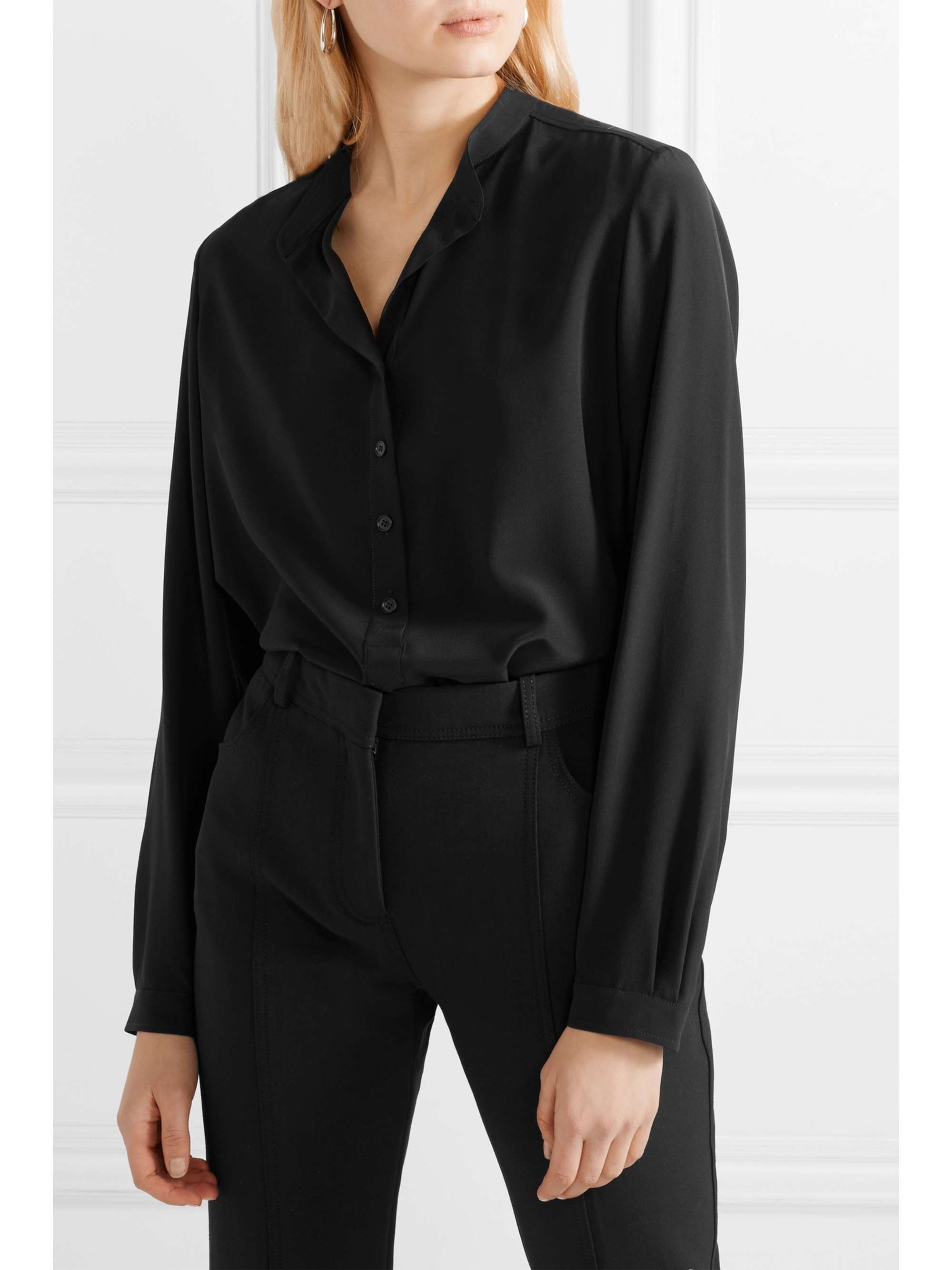 Black Eva silk crepe de chine blouse 