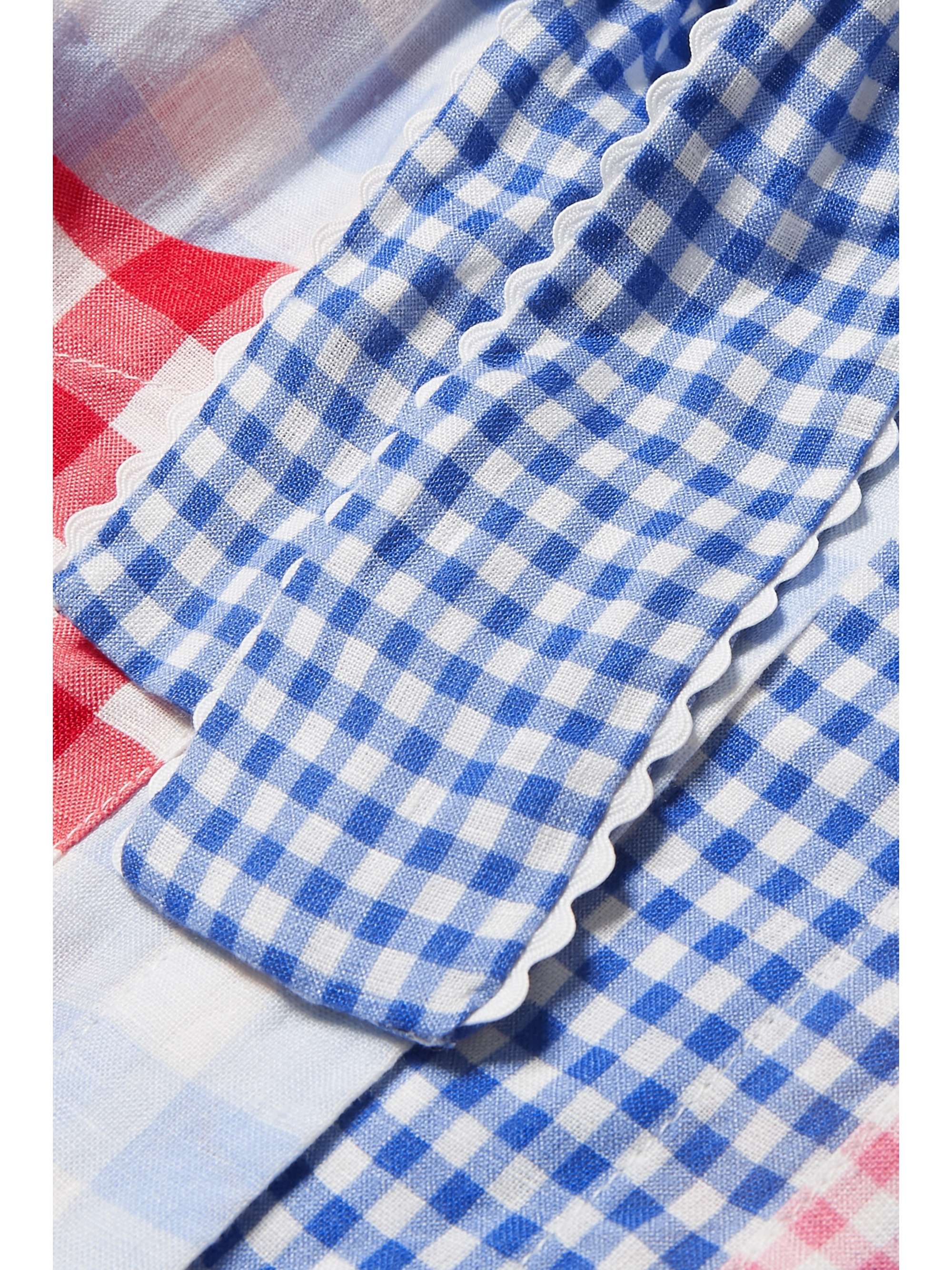 MARYSIA KIDS Patchwork gingham linen hooded robe