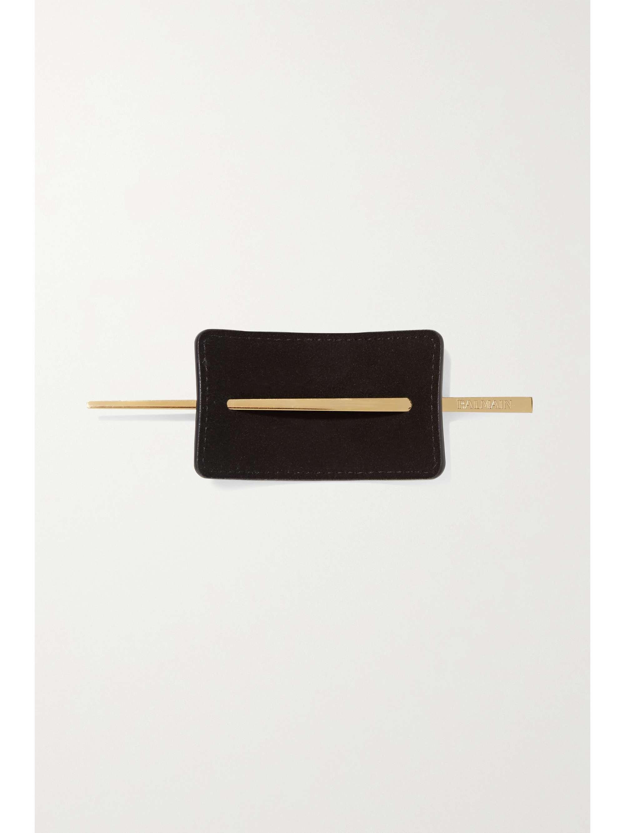 BALMAIN PARIS HAIR COUTURE Gold-plated and printed leather hair pin