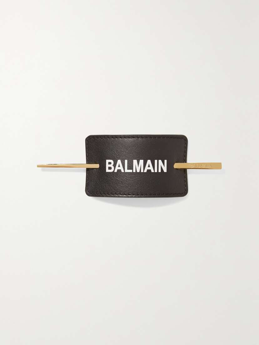 Balmain Gold-plated And Printed Leather Hair Pin