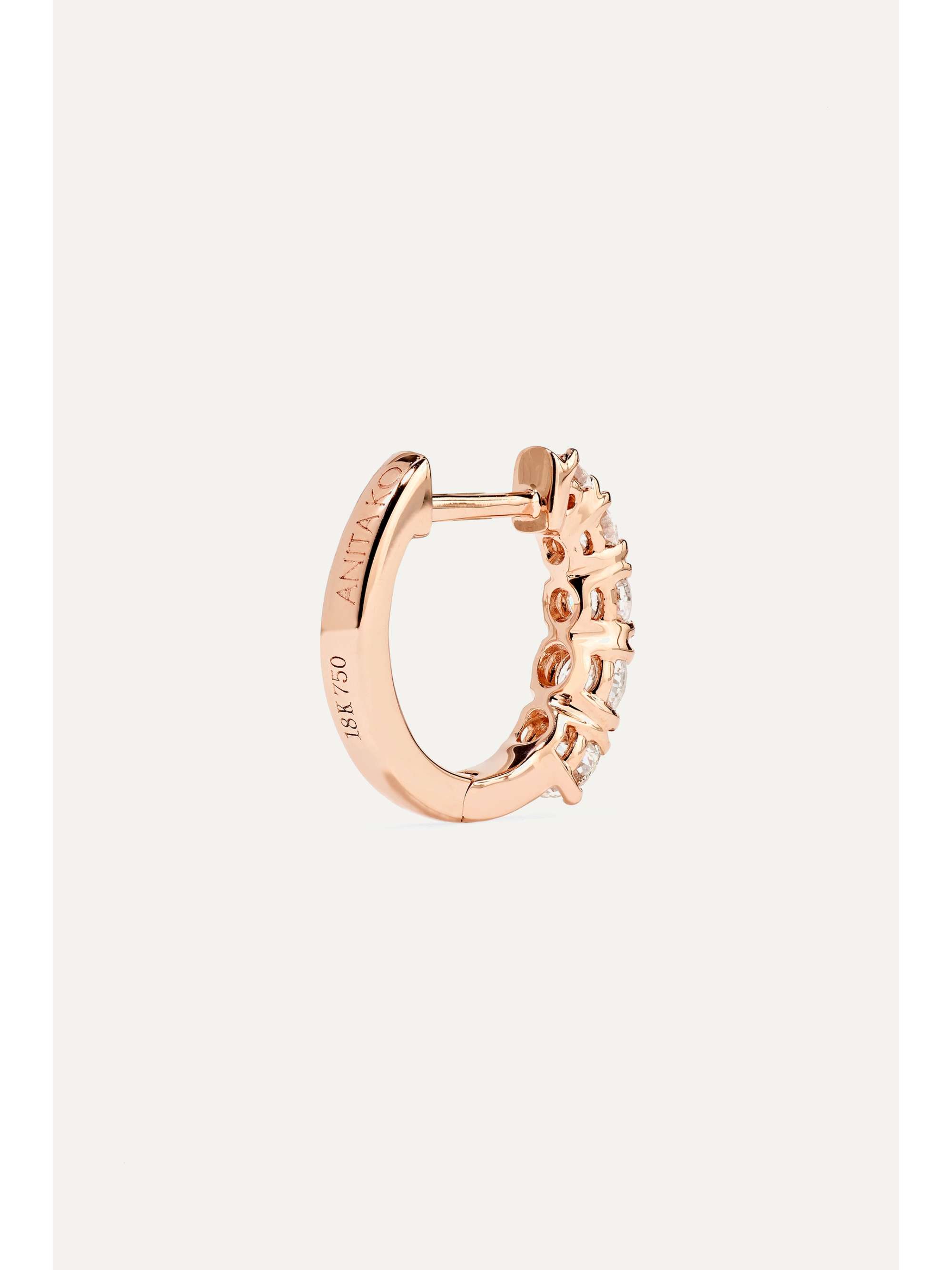 ANITA KO Huggies 18-karat rose gold diamond earrings