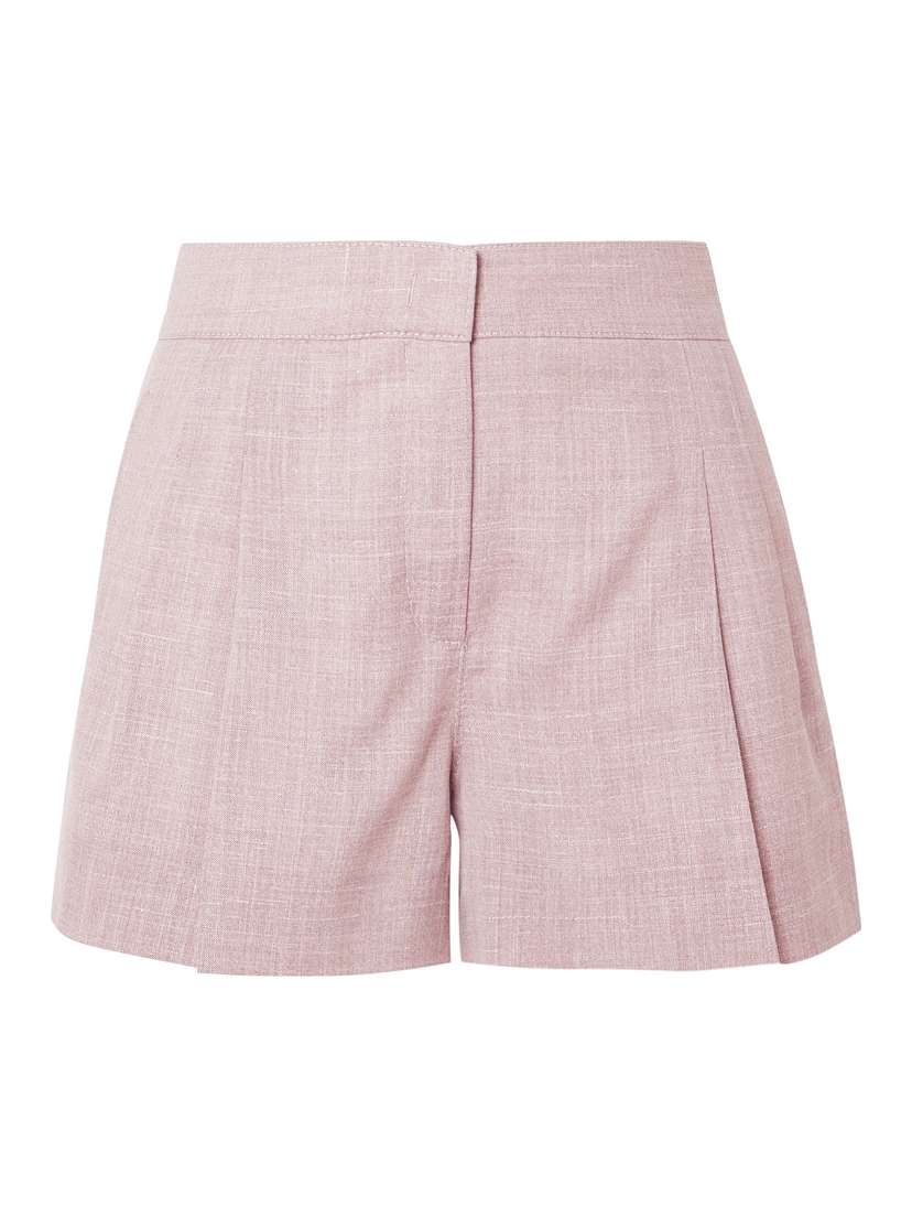 CASASOLA Pleated Wool, Silk And Linen-blend Shorts