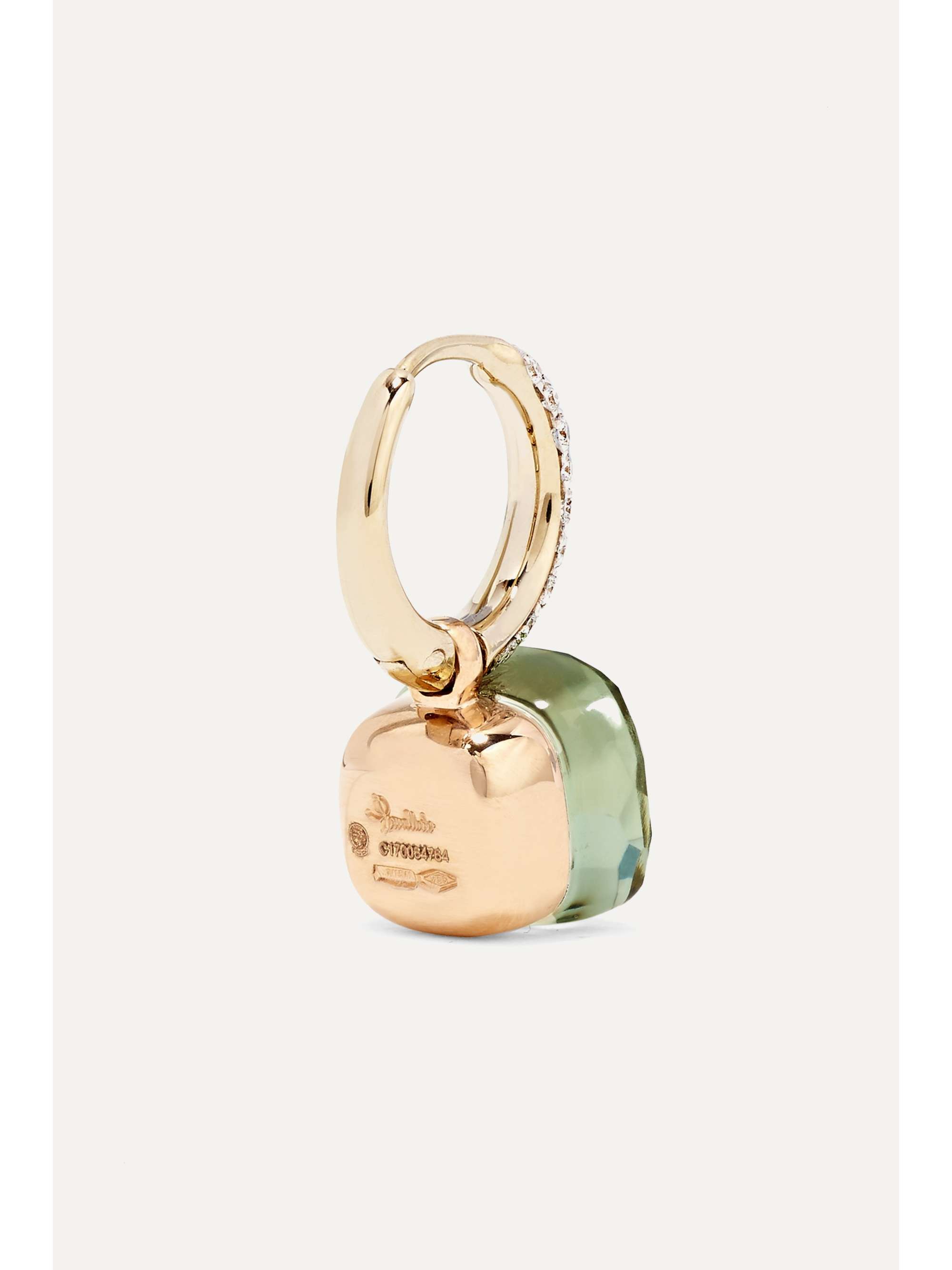 POMELLATO Nudo 18-karat white gold, prasiolite and diamond earrings