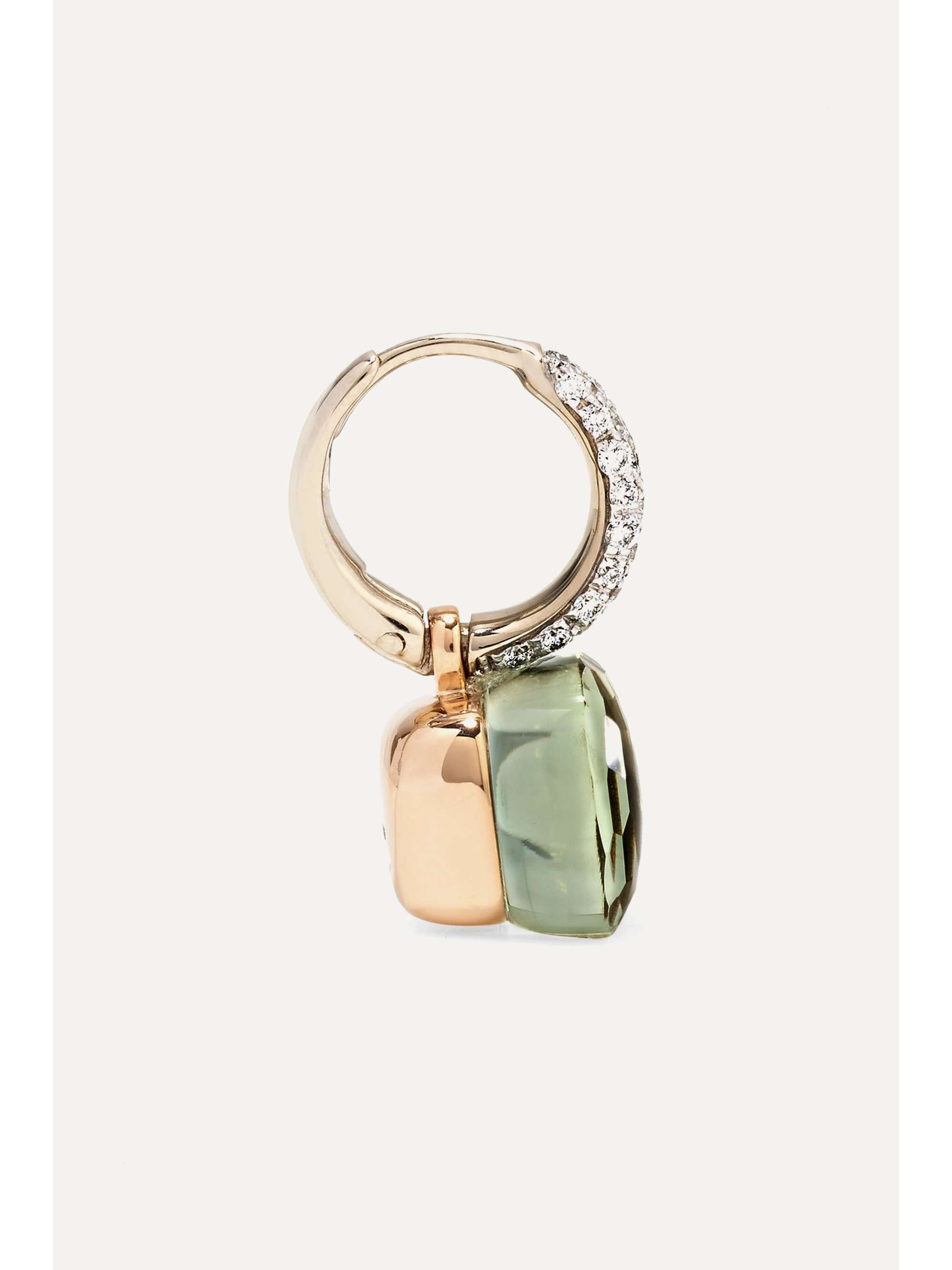 POMELLATO Nudo 18-karat white gold, prasiolite and diamond earrings