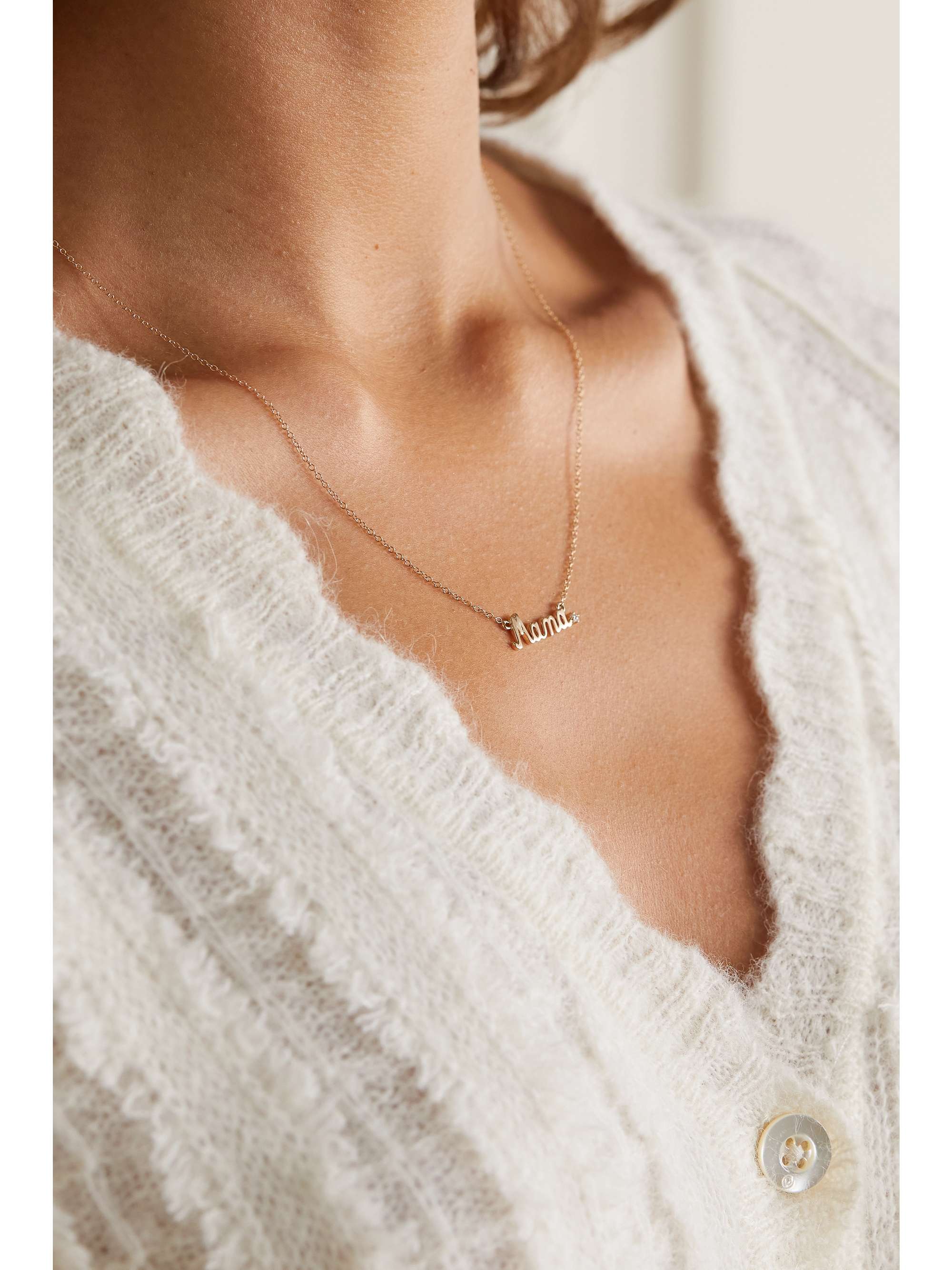 ALISON LOU Mama 14-karat gold diamond necklace