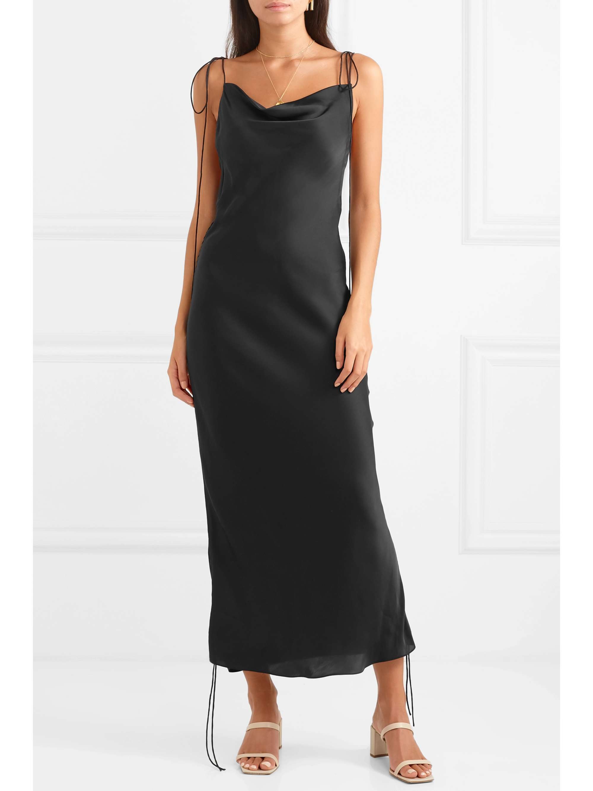 ORSEUND IRIS Ruched satin dress