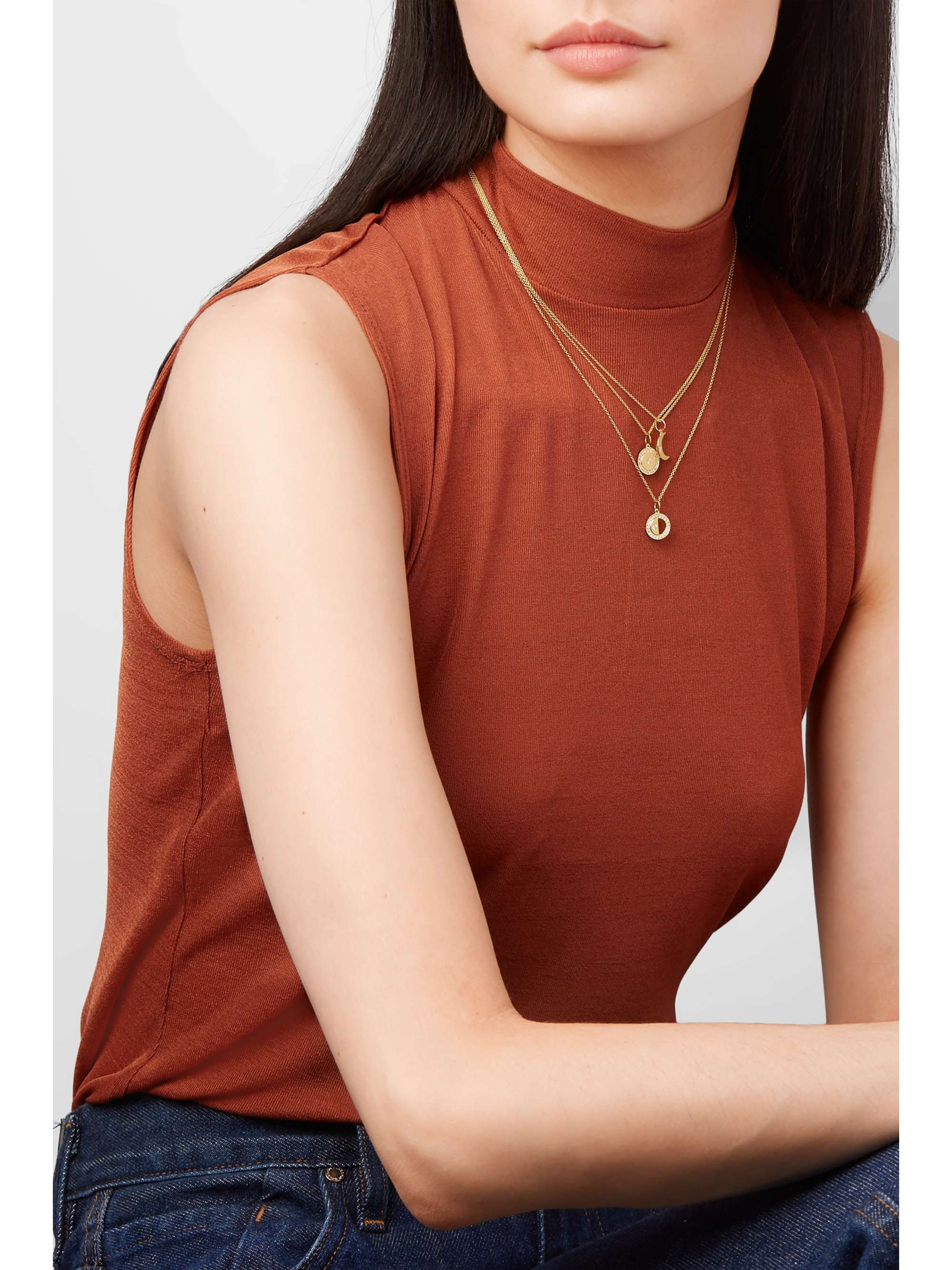 ANDREA FOHRMAN Full Moon 18-karat gold diamond necklace