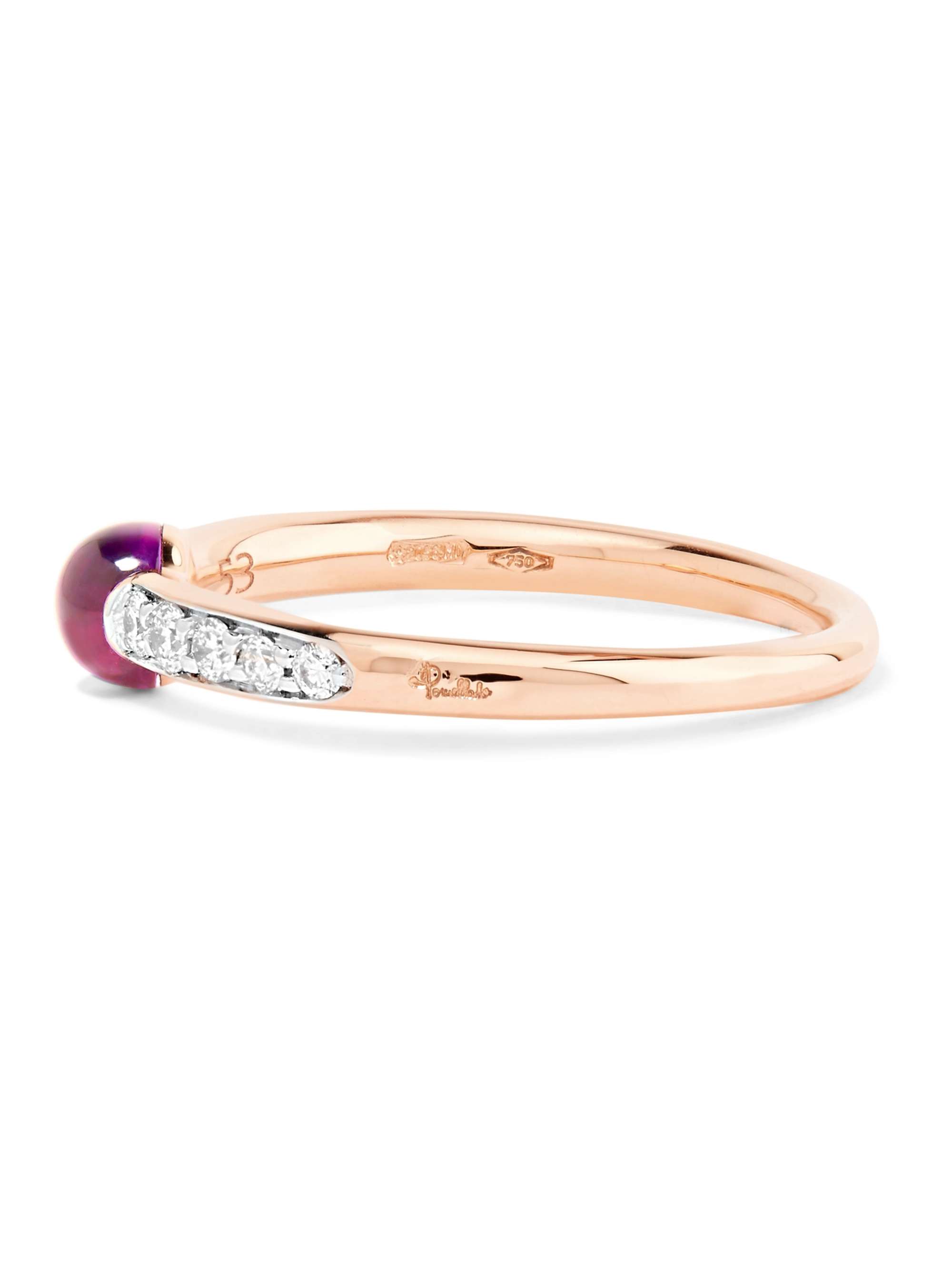 POMELLATO M'ama non M'ama 18-karat rose gold, diamond and amethyst ring