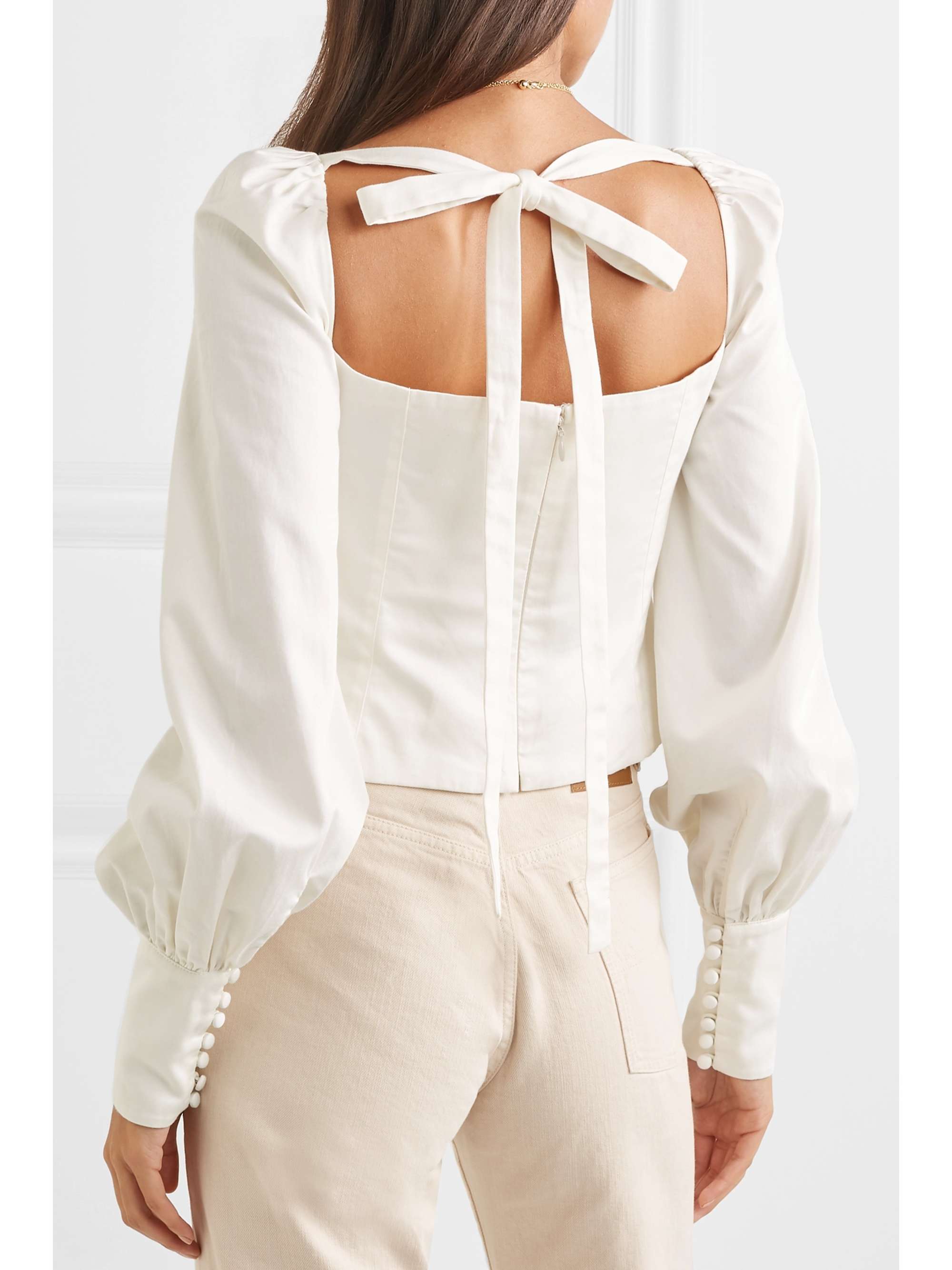 ORSEUND IRIS Victorian button-embellished Pima cotton-sateen blouse