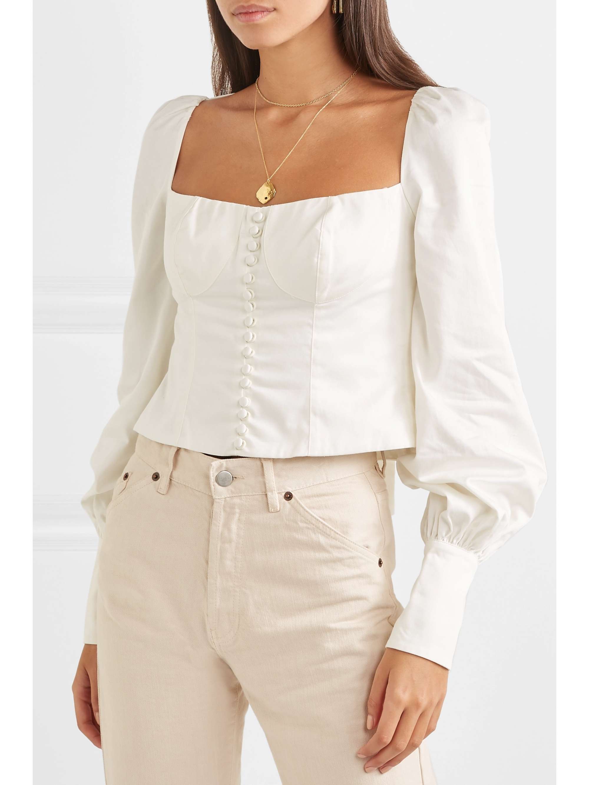 ORSEUND IRIS Victorian button-embellished Pima cotton-sateen blouse