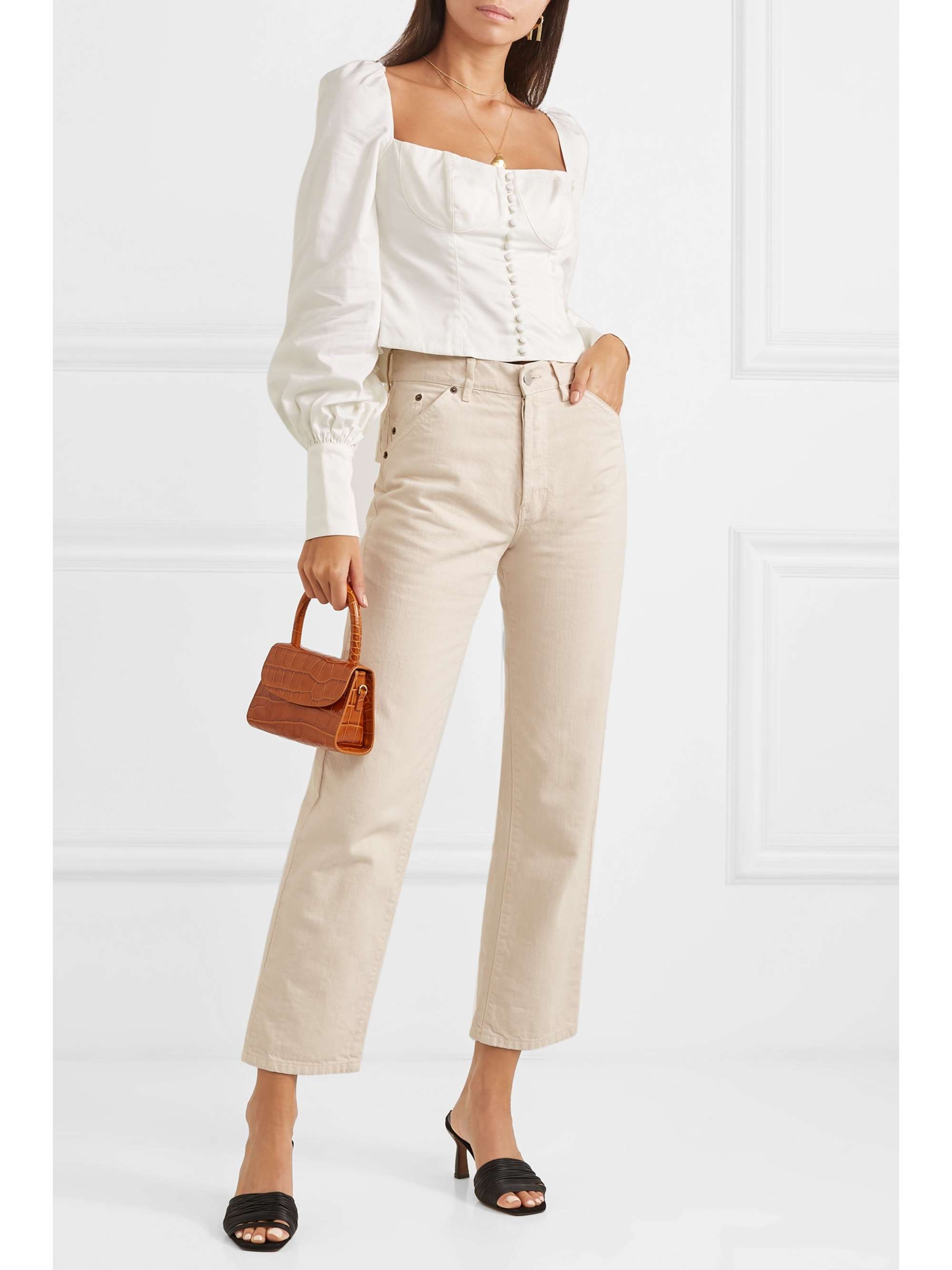ORSEUND IRIS Victorian button-embellished Pima cotton-sateen blouse