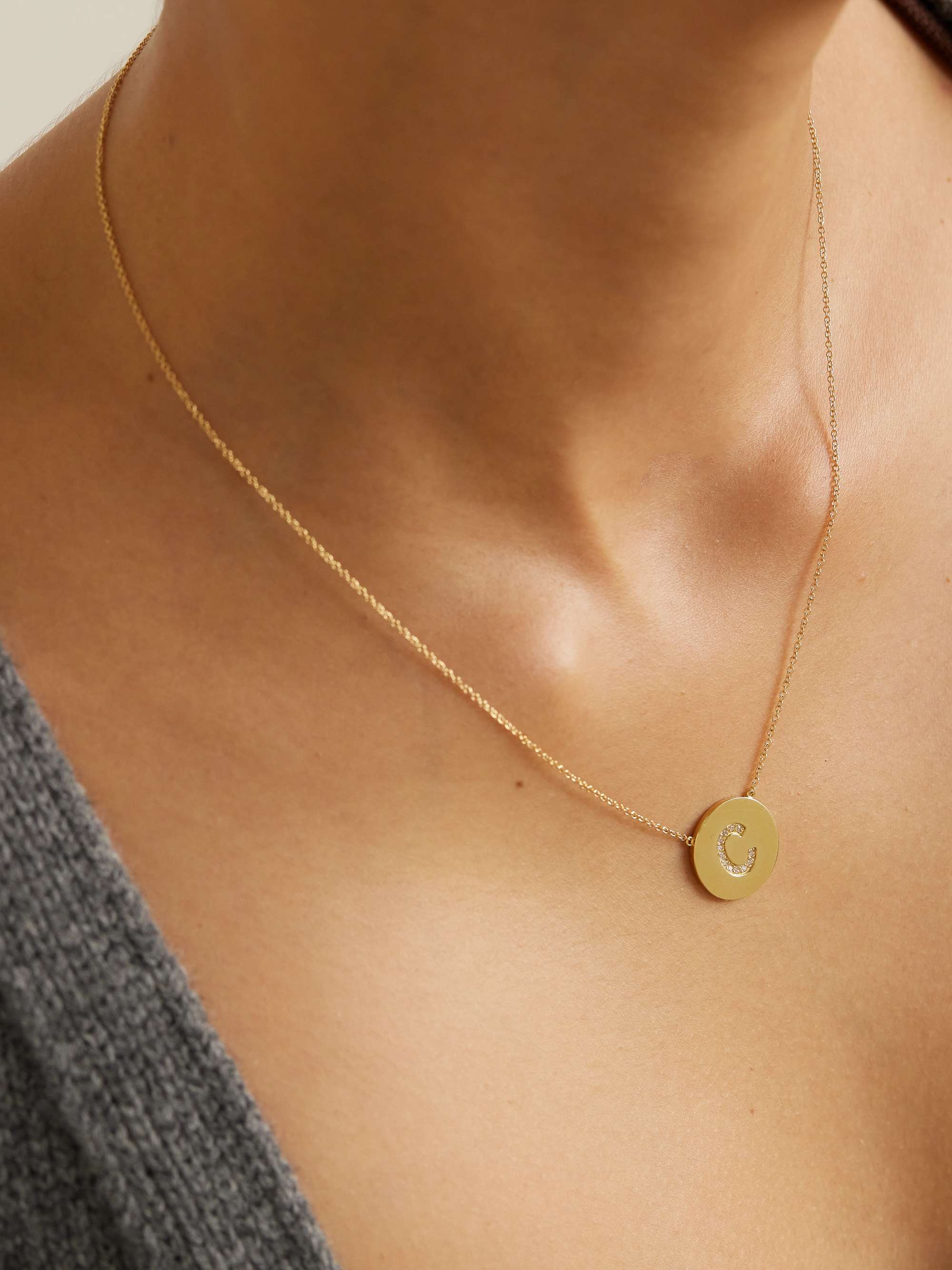 JENNIFER MEYER Letter 18-karat gold diamond necklace