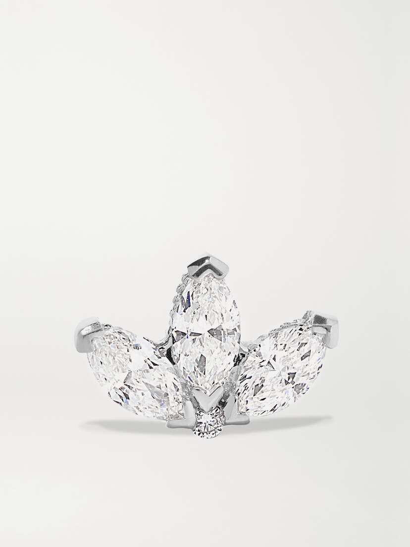 MARIA TASH 4mm 18-karat White Gold Diamond Earring