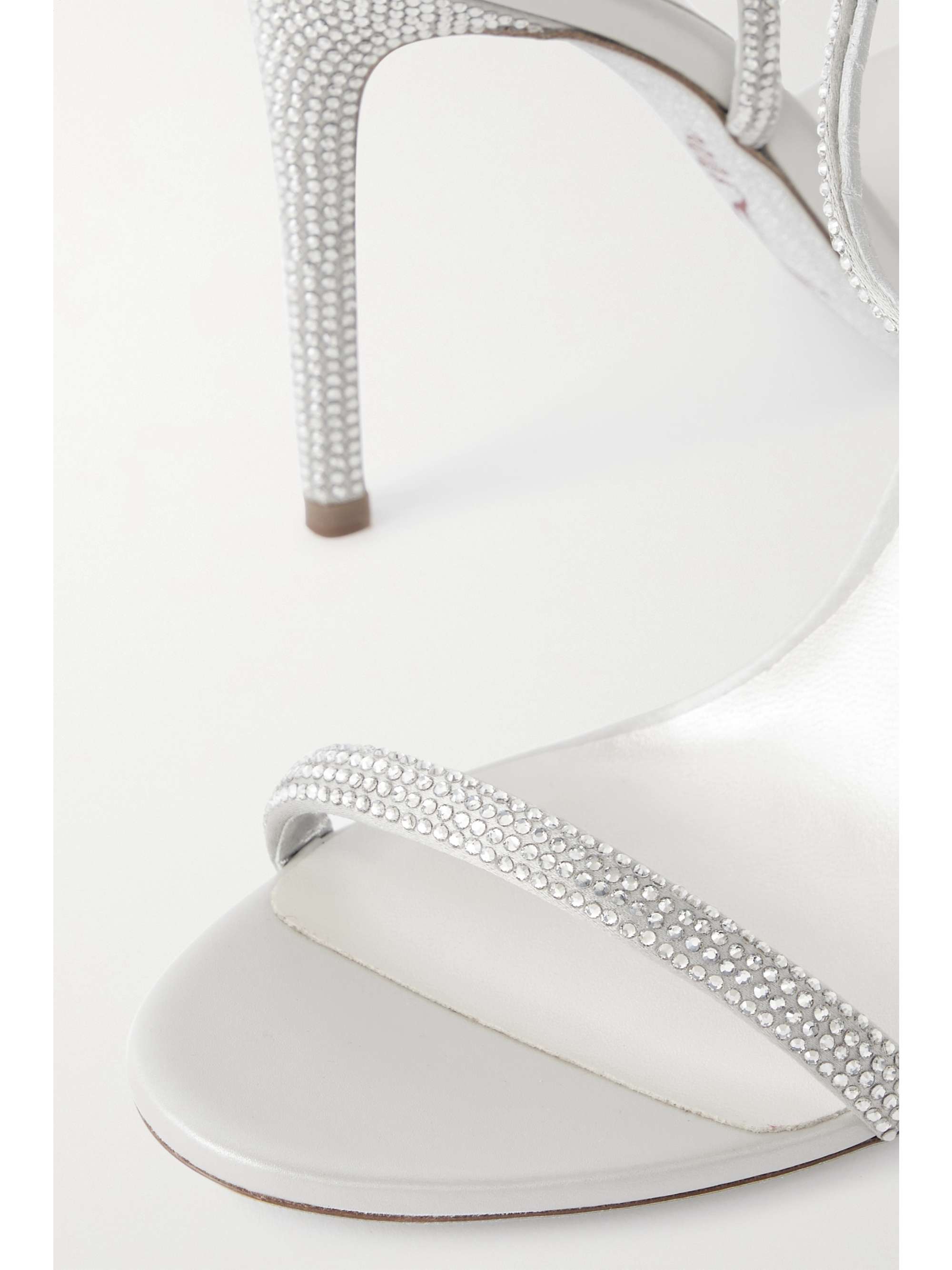 RENÉ CAOVILLA Crystal-embellished metallic leather and satin sandals