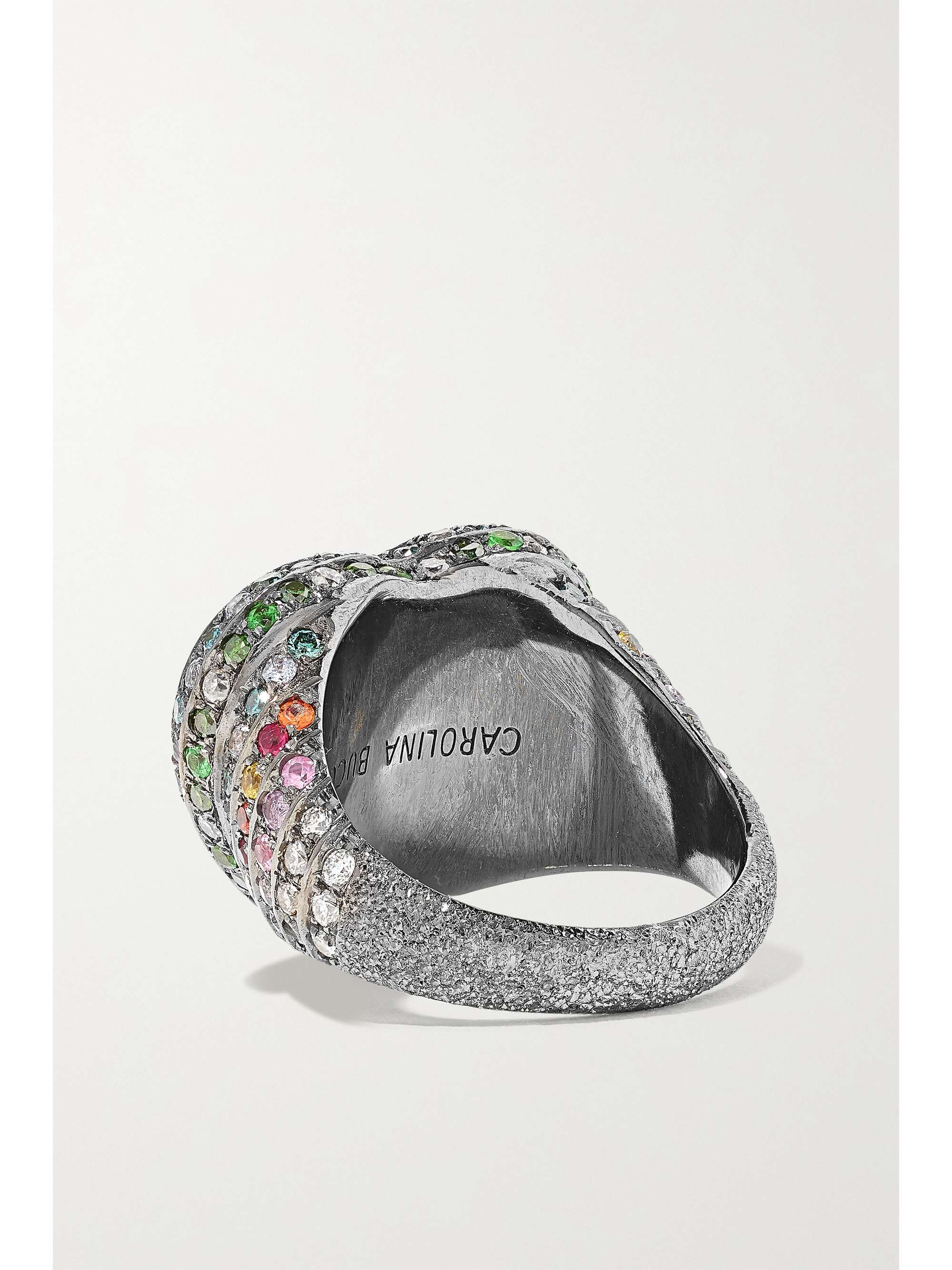 CAROLINA BUCCI 18-karat blackened gold multi-stone ring