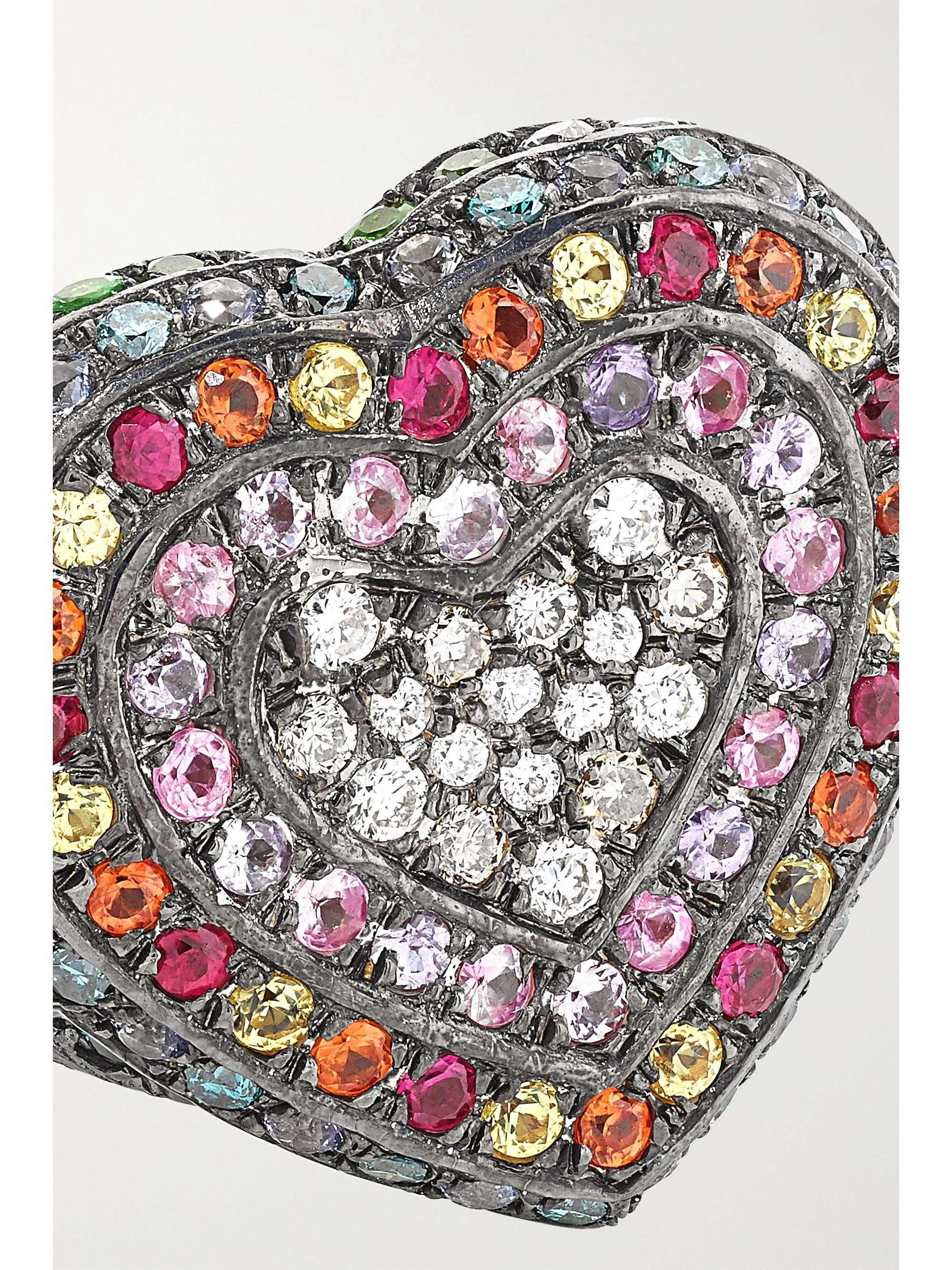 CAROLINA BUCCI 18-karat blackened gold multi-stone ring