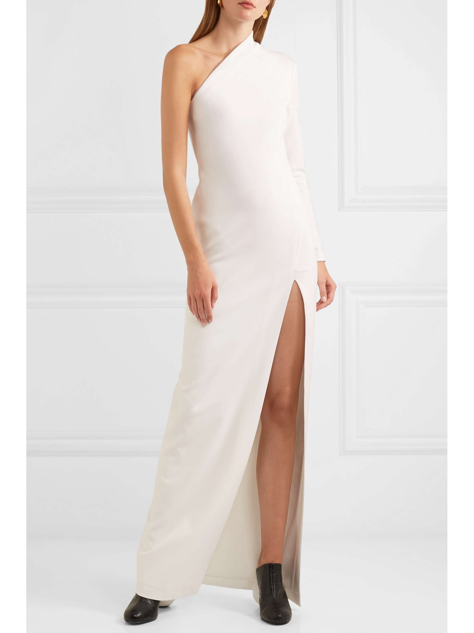 SOLACE LONDON Nadia one-shoulder stretch-crepe gown