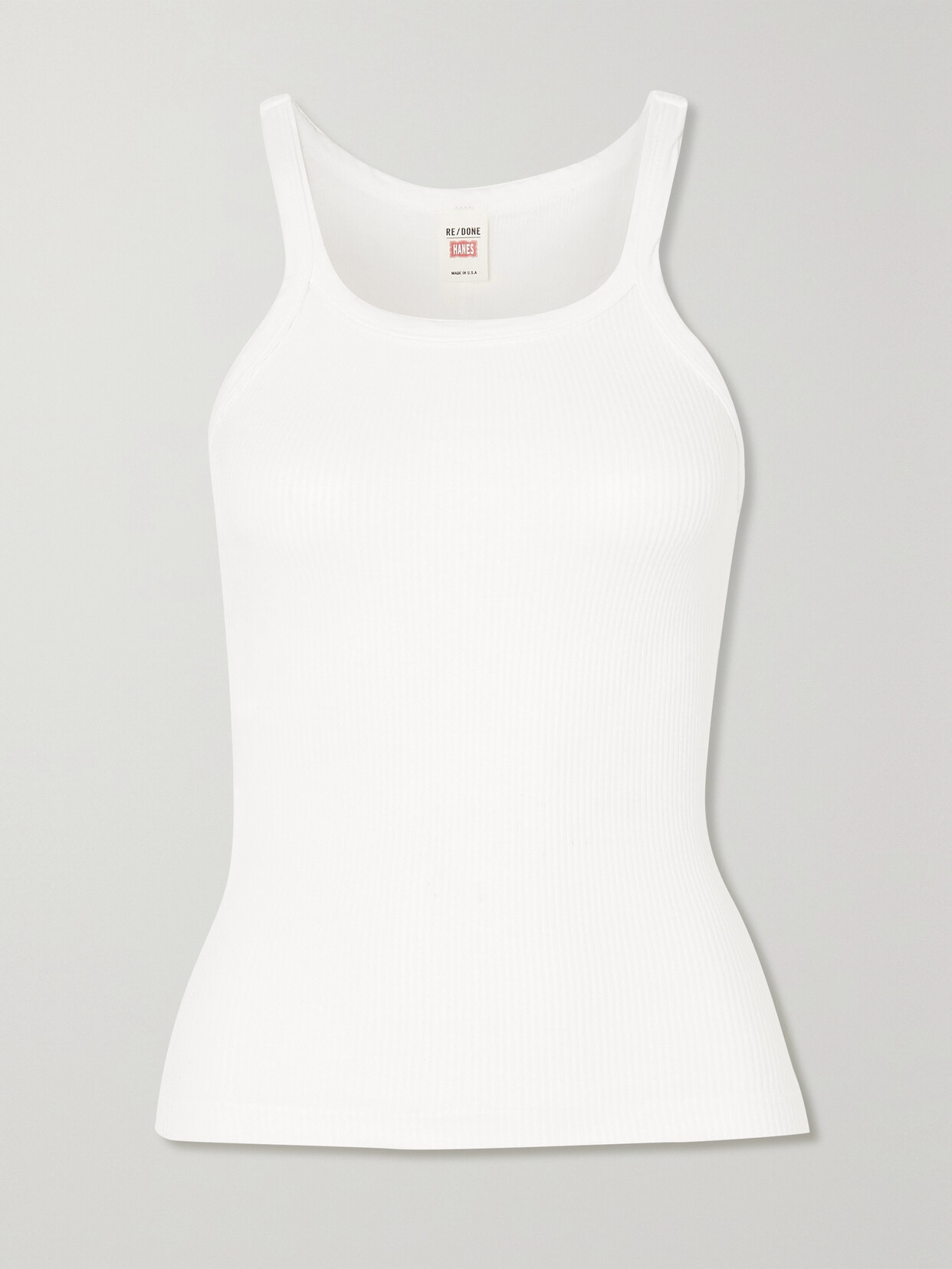 Shop Re/done Ribbed Cotton-jersey Tank In White