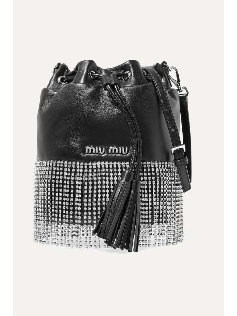 Miu Miu Eyewear London Night Crystal-embellished Leather Bucket Bag