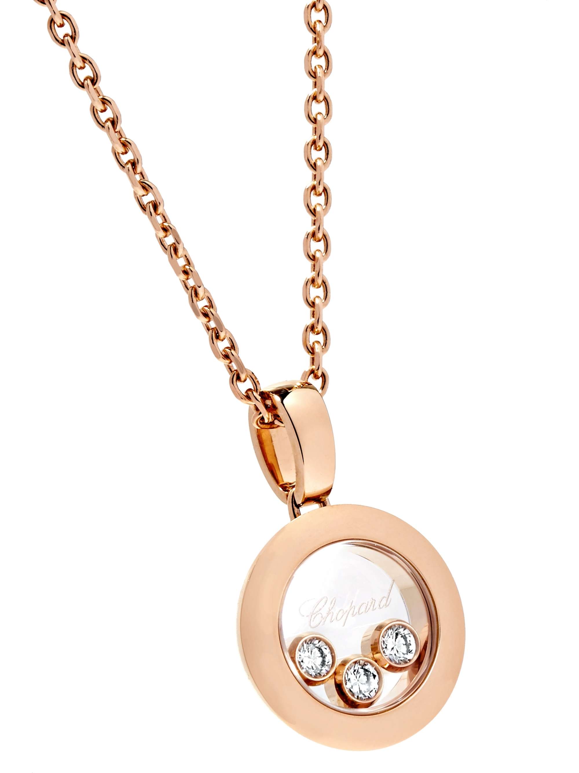 CHOPARD Happy Diamonds 18-karat rose gold diamond necklace