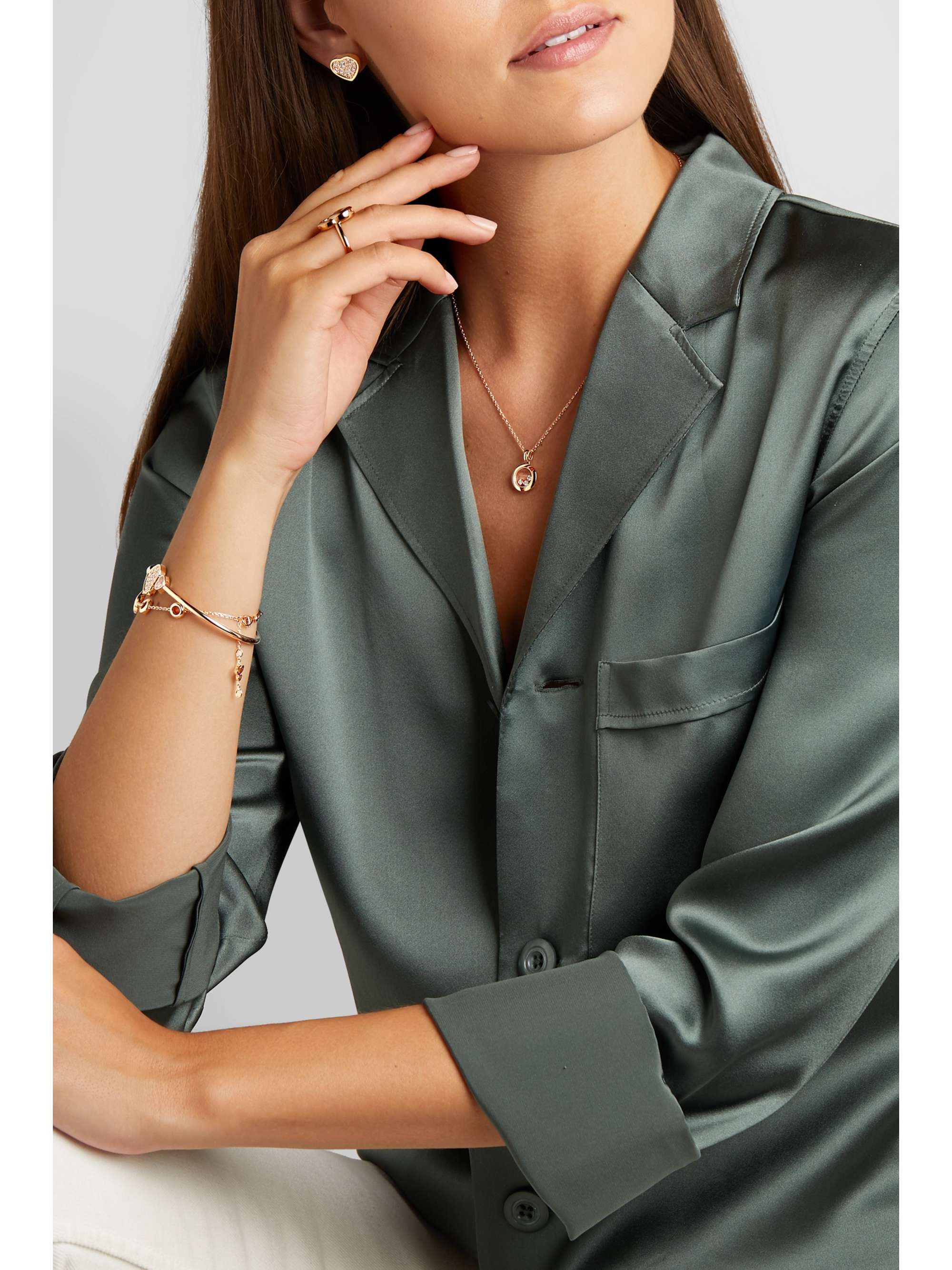 CHOPARD Happy Diamonds 18-karat rose gold diamond necklace