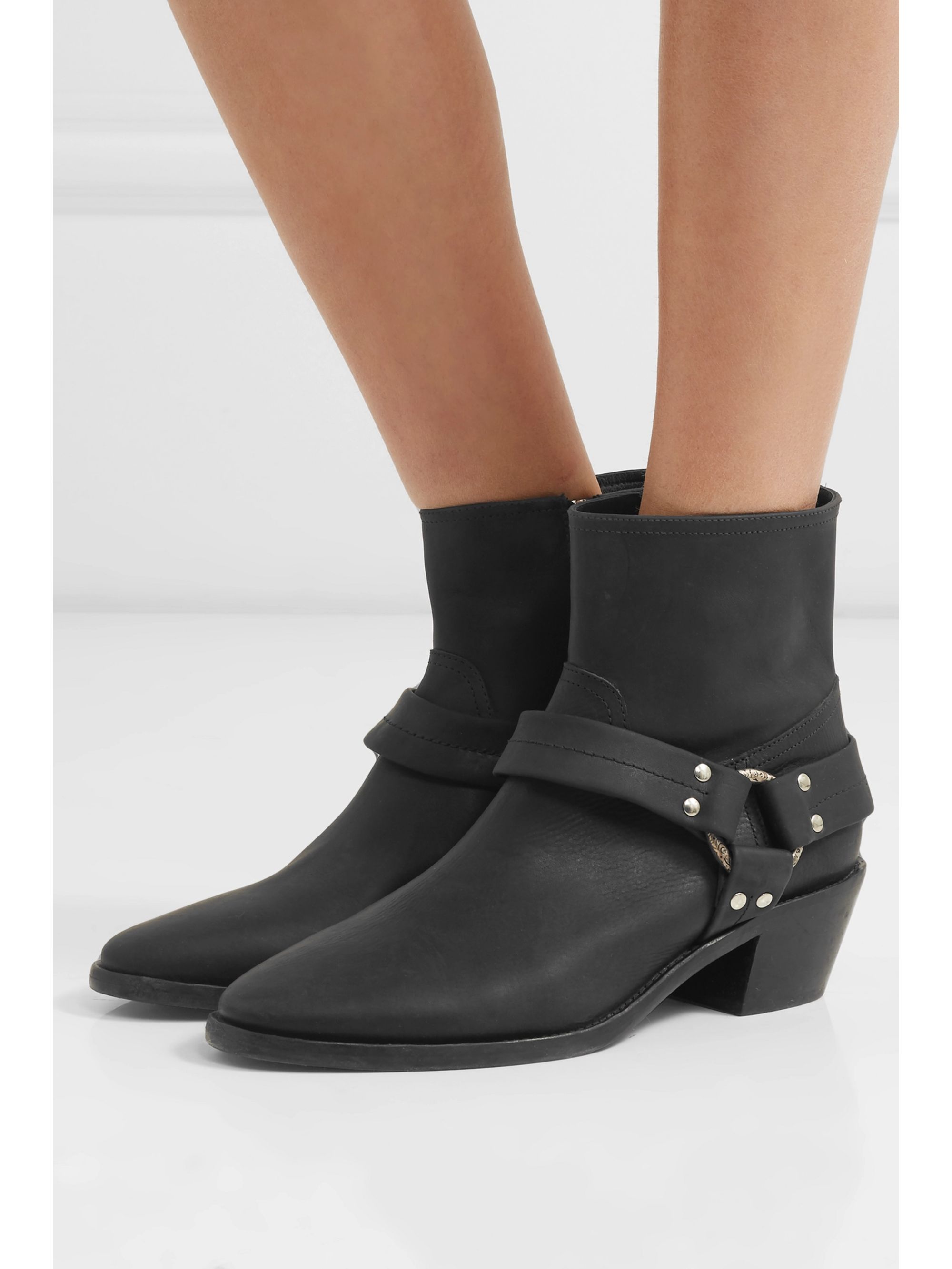 Distressed leather ankle boots Clearance