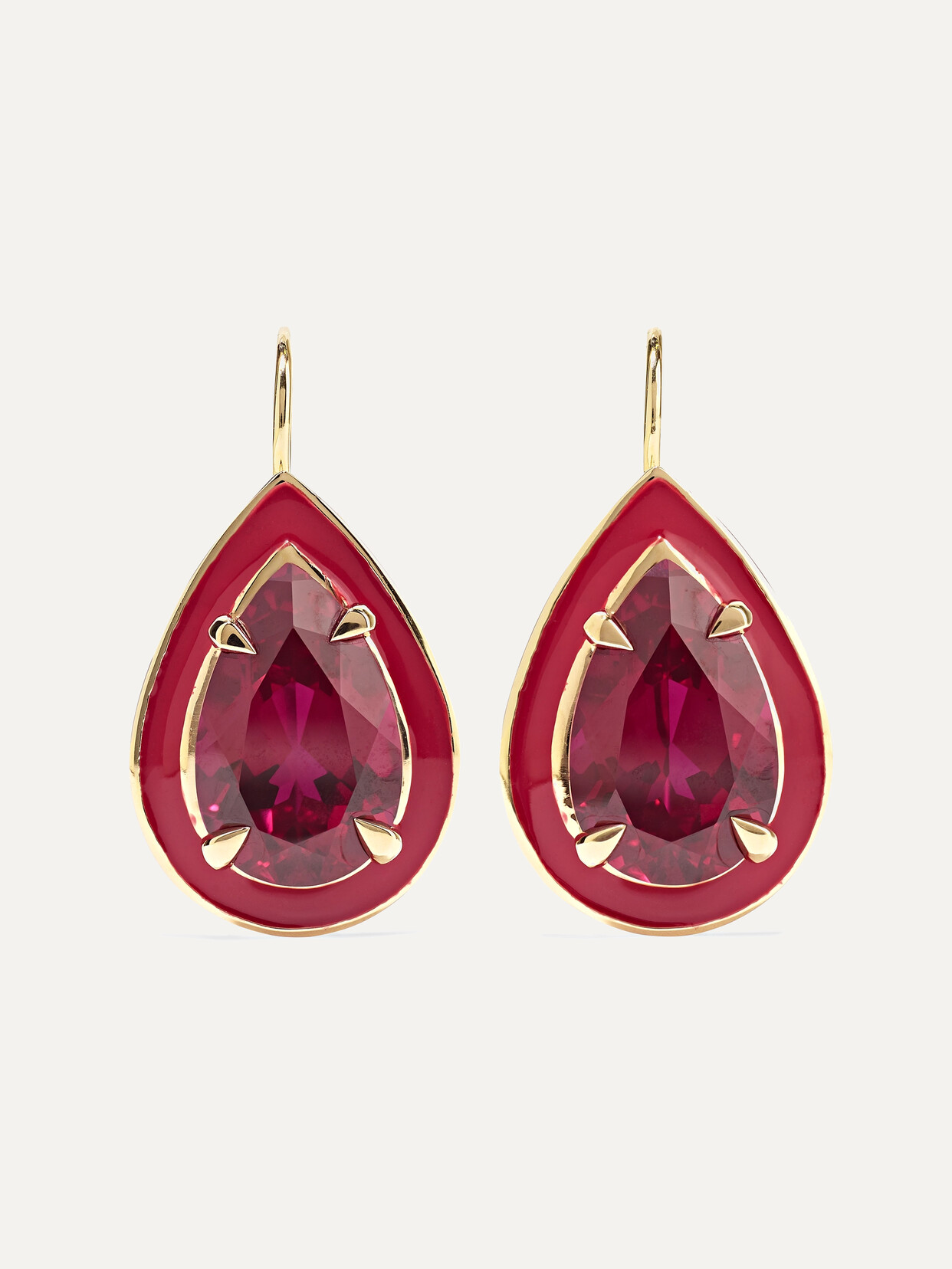 Alison Lou - 14-karat Gold, Ruby And And Enamel Earrings - one size 22 Awaiting product image