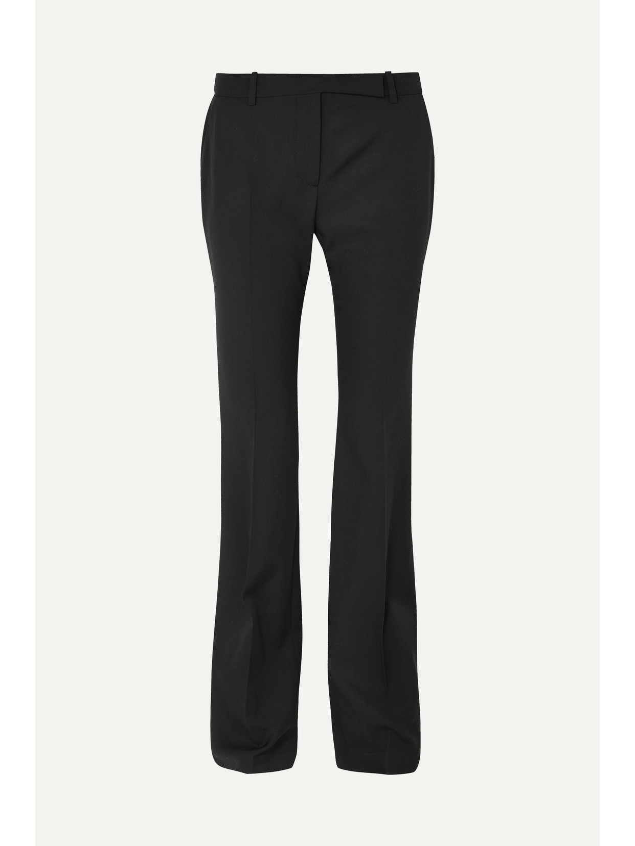 Alexander Mcqueen Grain De Poudre Wool Flared Pants In Black