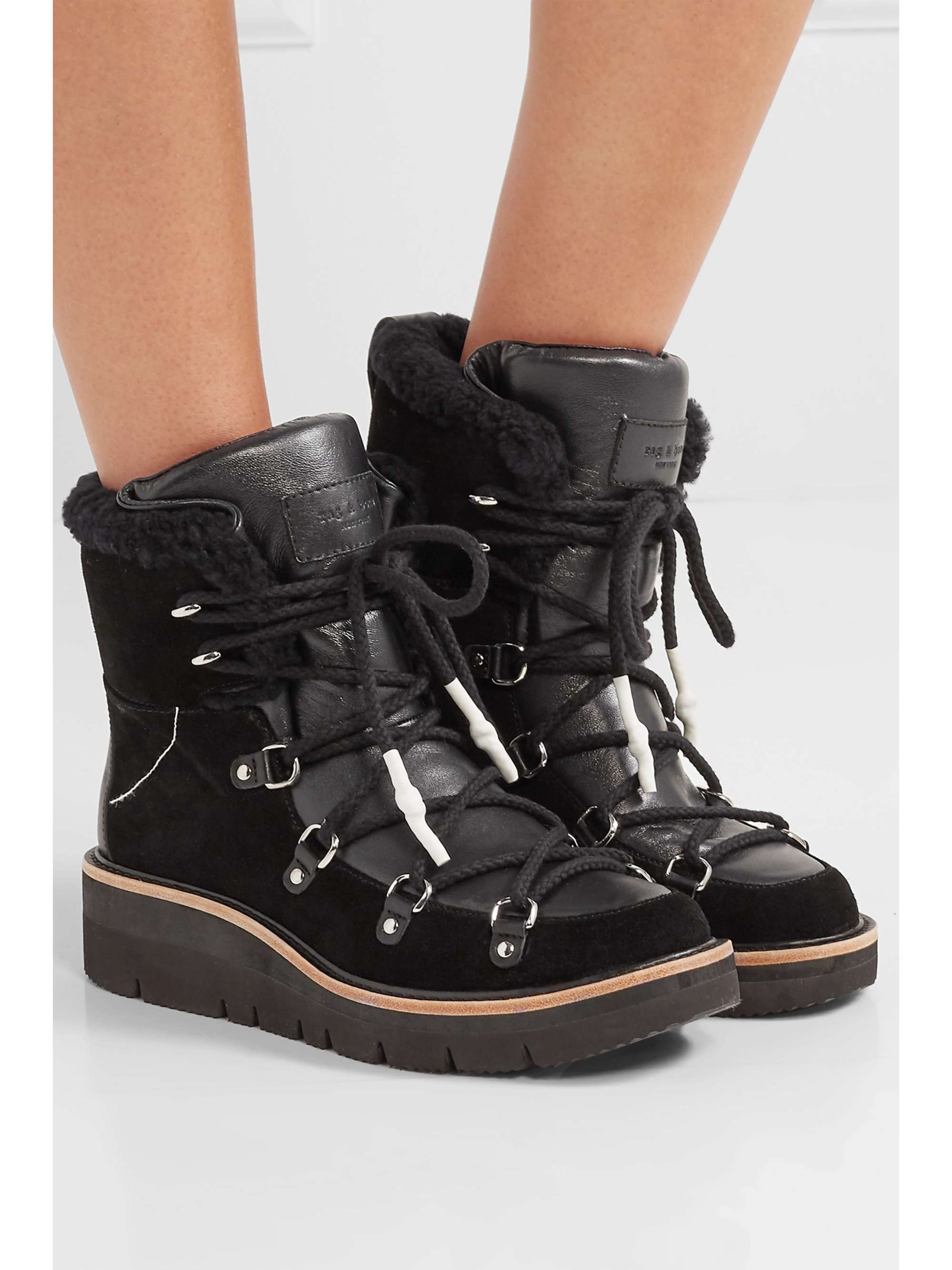 RAG & BONE Skyler shearling-lined suede and leather ankle boots