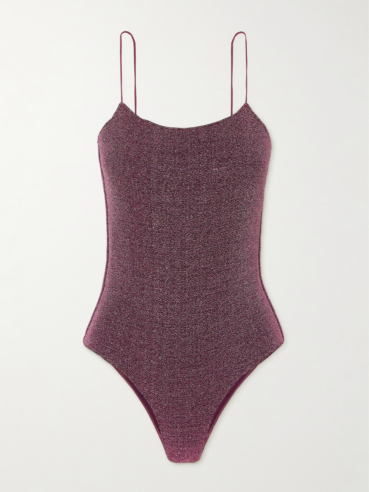 Oseree Lumière Stretch-lurex Swimsuit In Purple