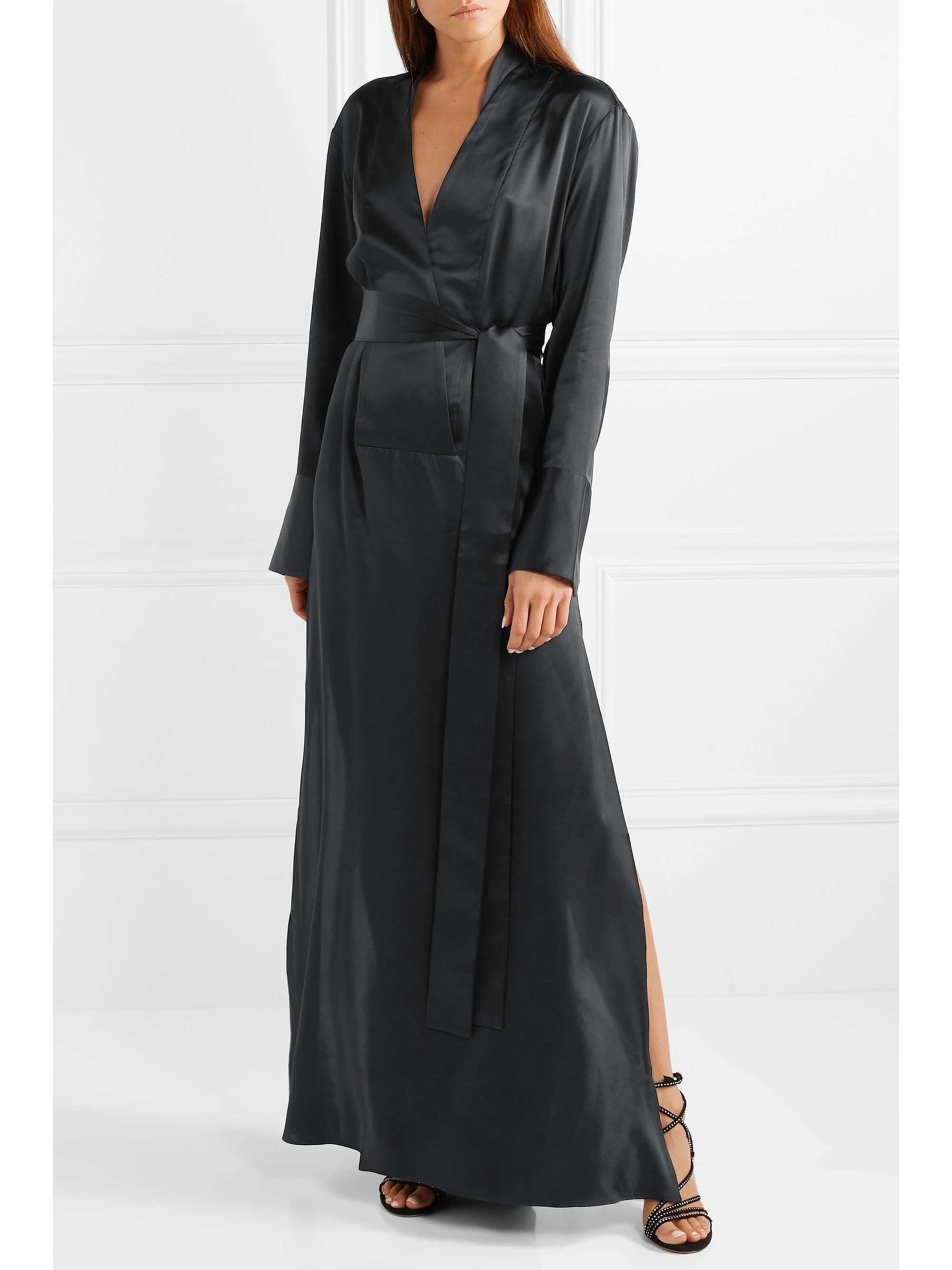 MICHAEL LO SORDO Belted silk-satin maxi dress