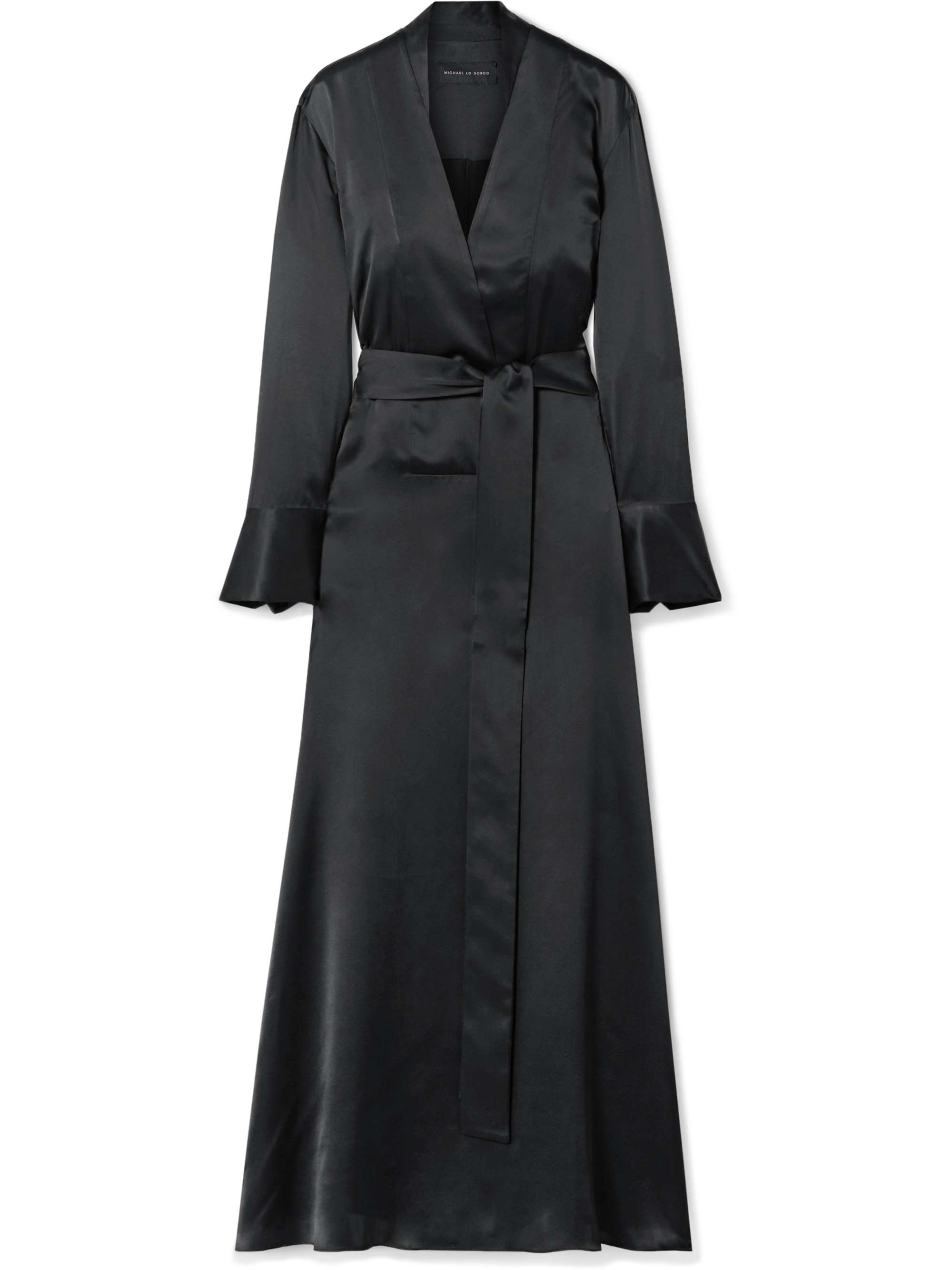 MICHAEL LO SORDO Belted silk-satin maxi dress