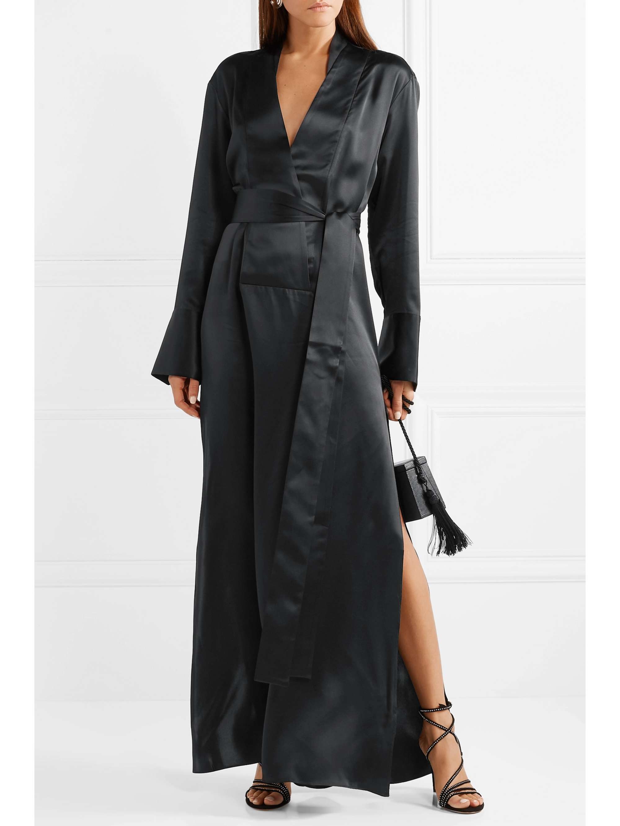 MICHAEL LO SORDO Belted silk-satin maxi dress