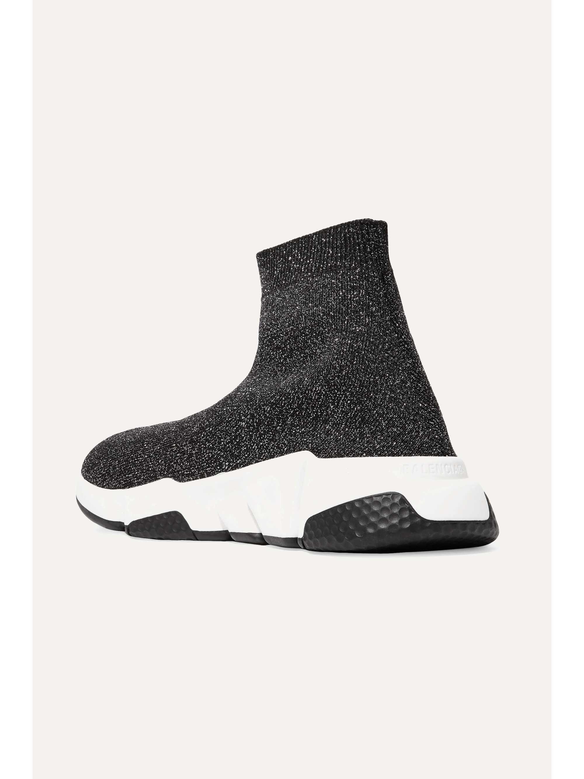 BALENCIAGA Baskets montantes en mailles stretch métallisées à logo Speed