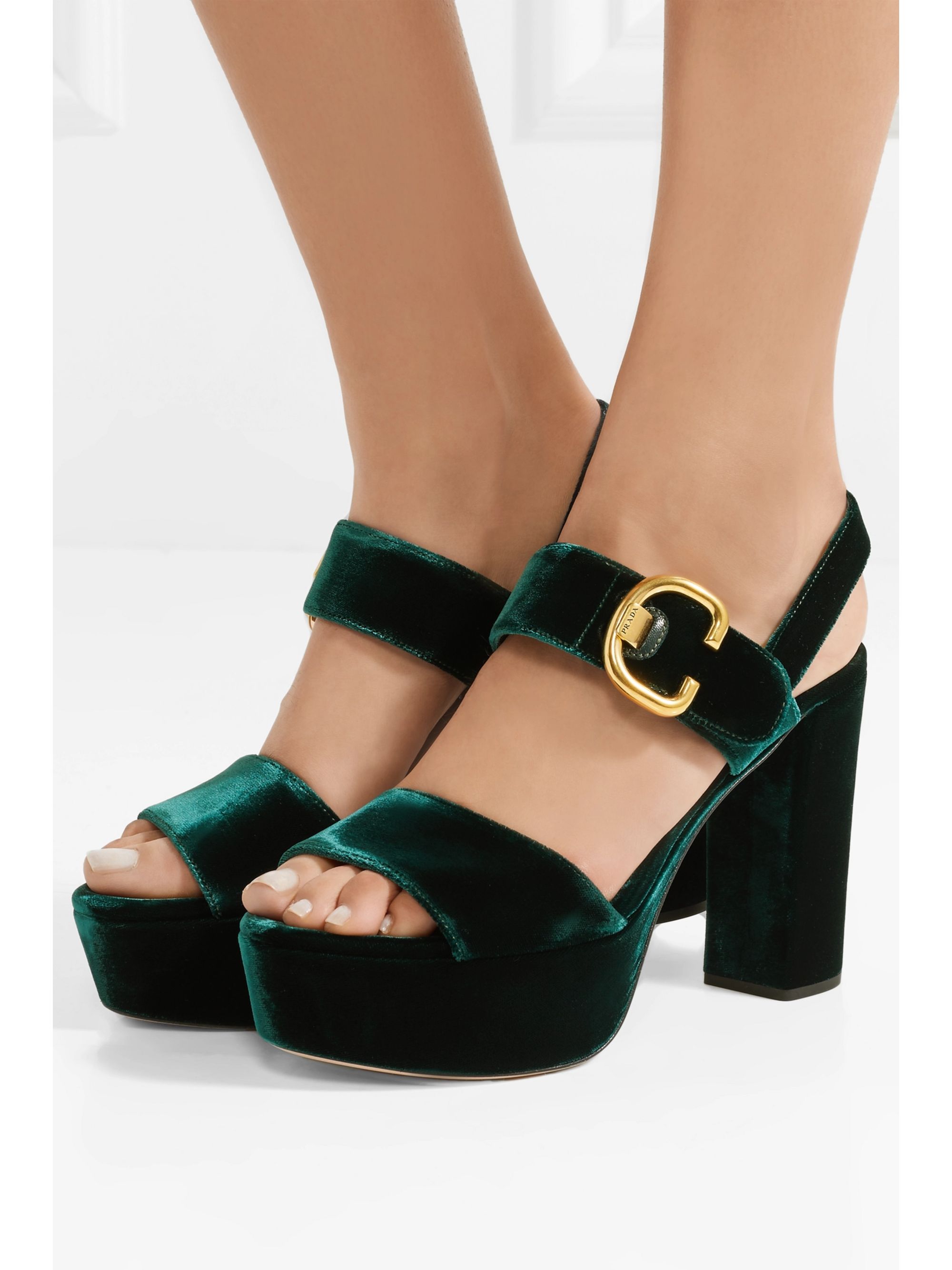 Prada velvet hot sale platform sandals