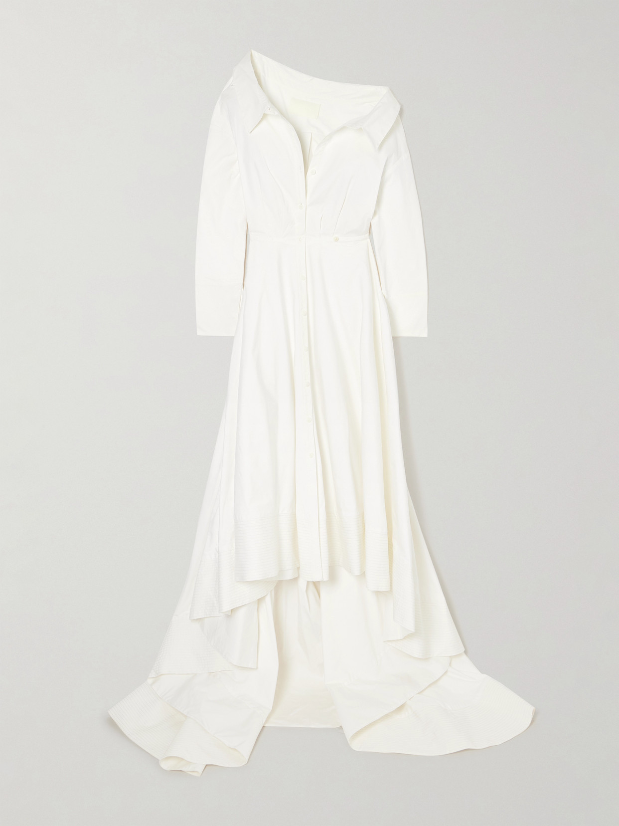 Danielle Frankel Lou Off-the-shoulder Cotton-blend Poplin Gown In Ivory