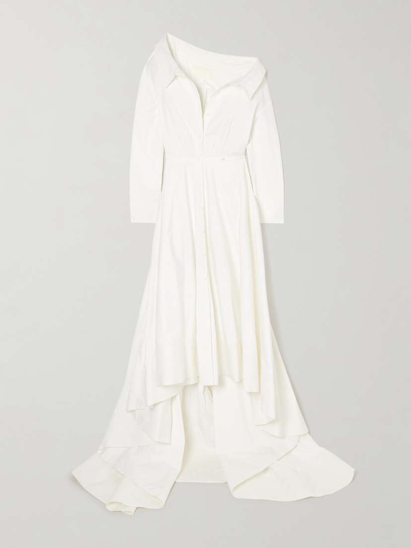 Danielle Frankel Lou Off-the-shoulder Cotton-blend Poplin Gown