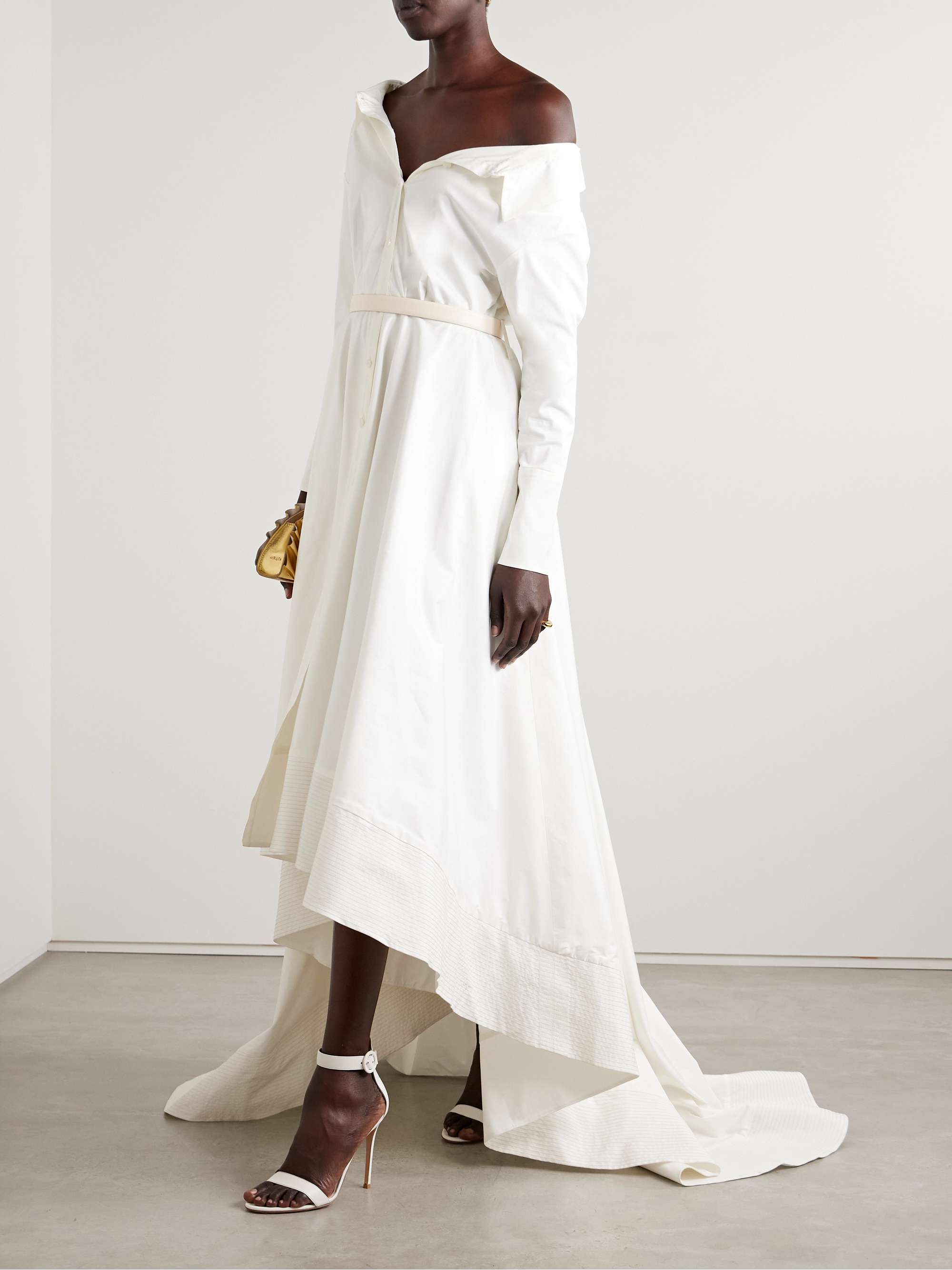 DANIELLE FRANKEL Lou off-the-shoulder cotton-blend poplin gown