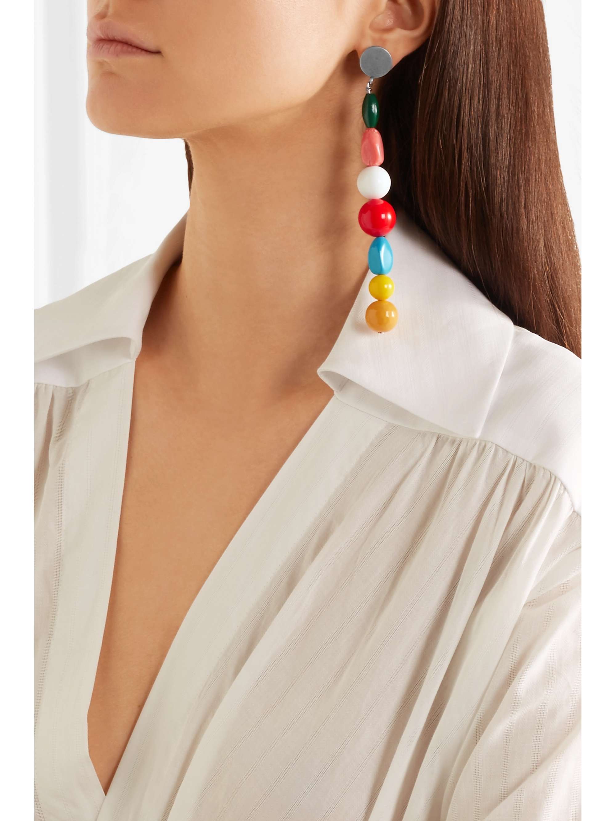 JACQUEMUS Les Perles silver-tone beaded earrings