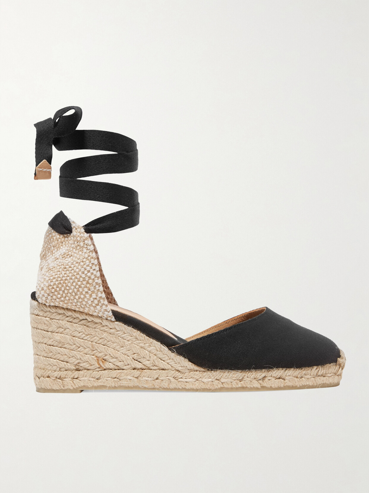 Castaã±er Carina 100 Black Platform Canvas Wedge Espadrilles In Azul Marin