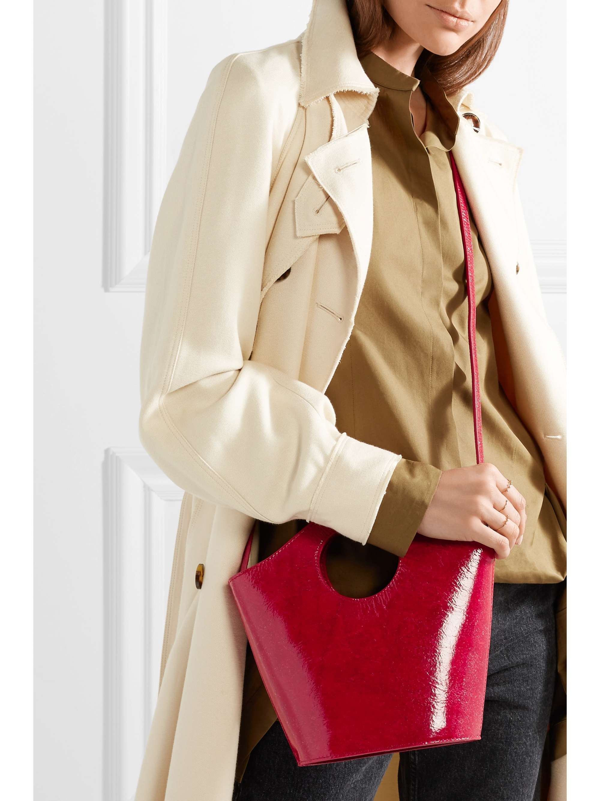 Market Shopper small patent textured-leather tote