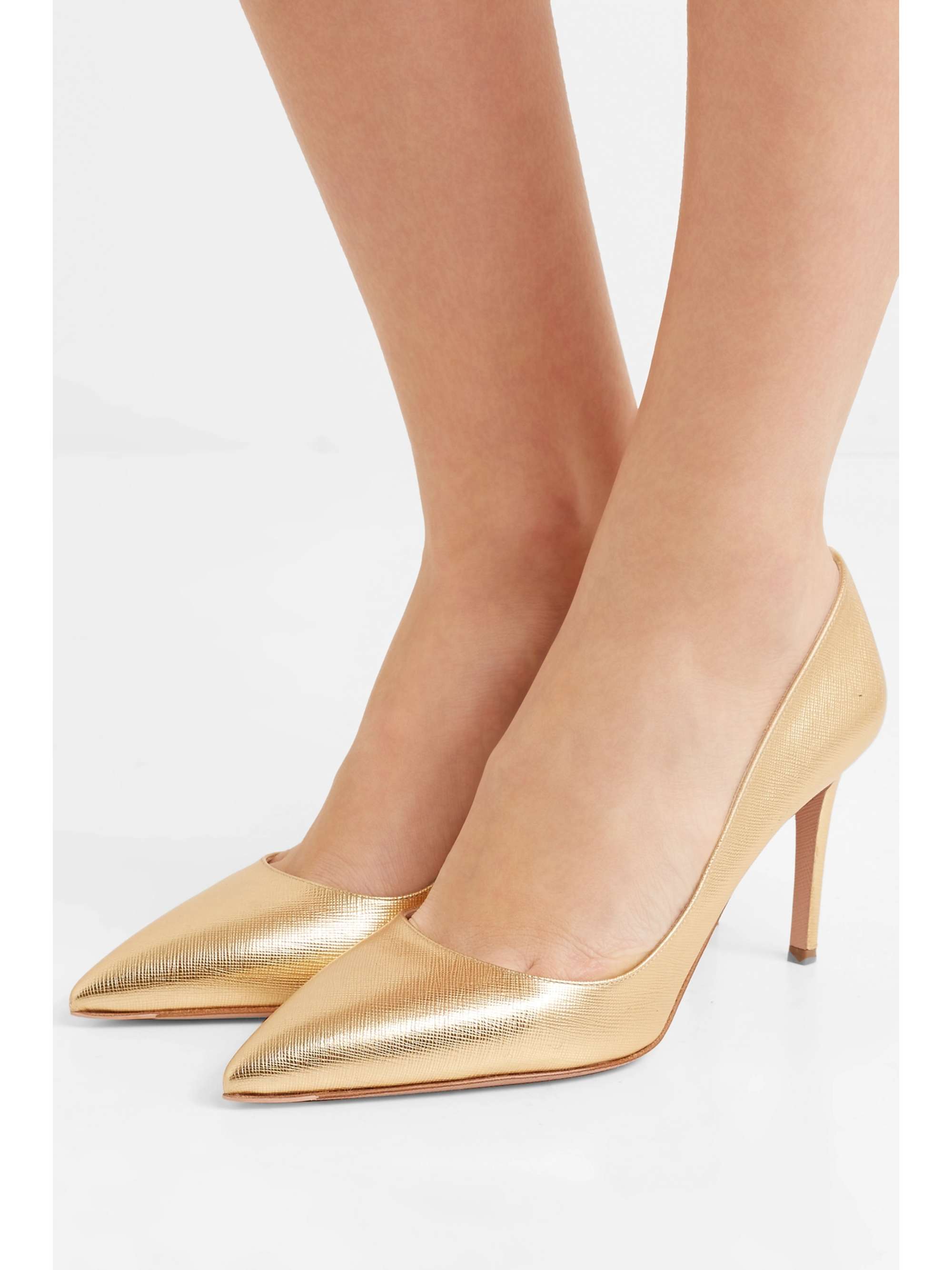 charter Torden spænding Gold 85 textured-leather pumps | PRADA | NET-A-PORTER