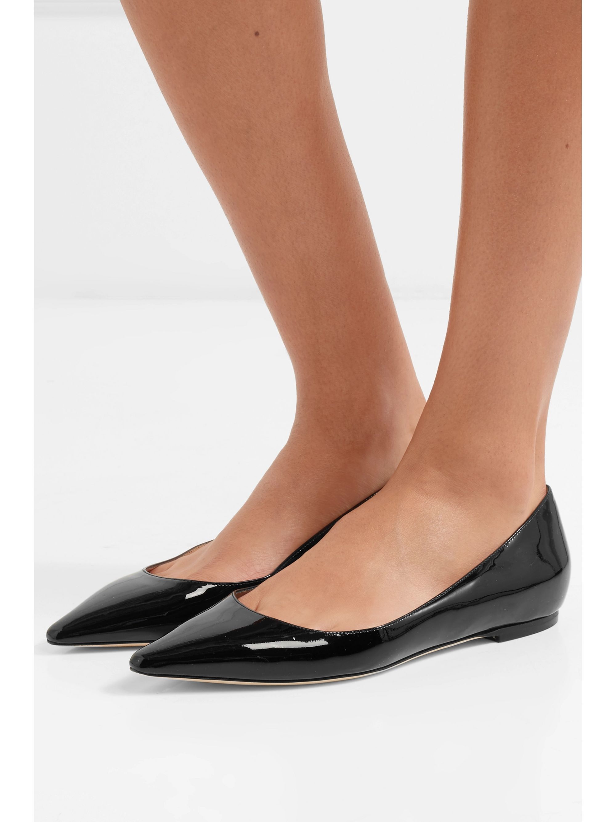 black patent leather flat shoes