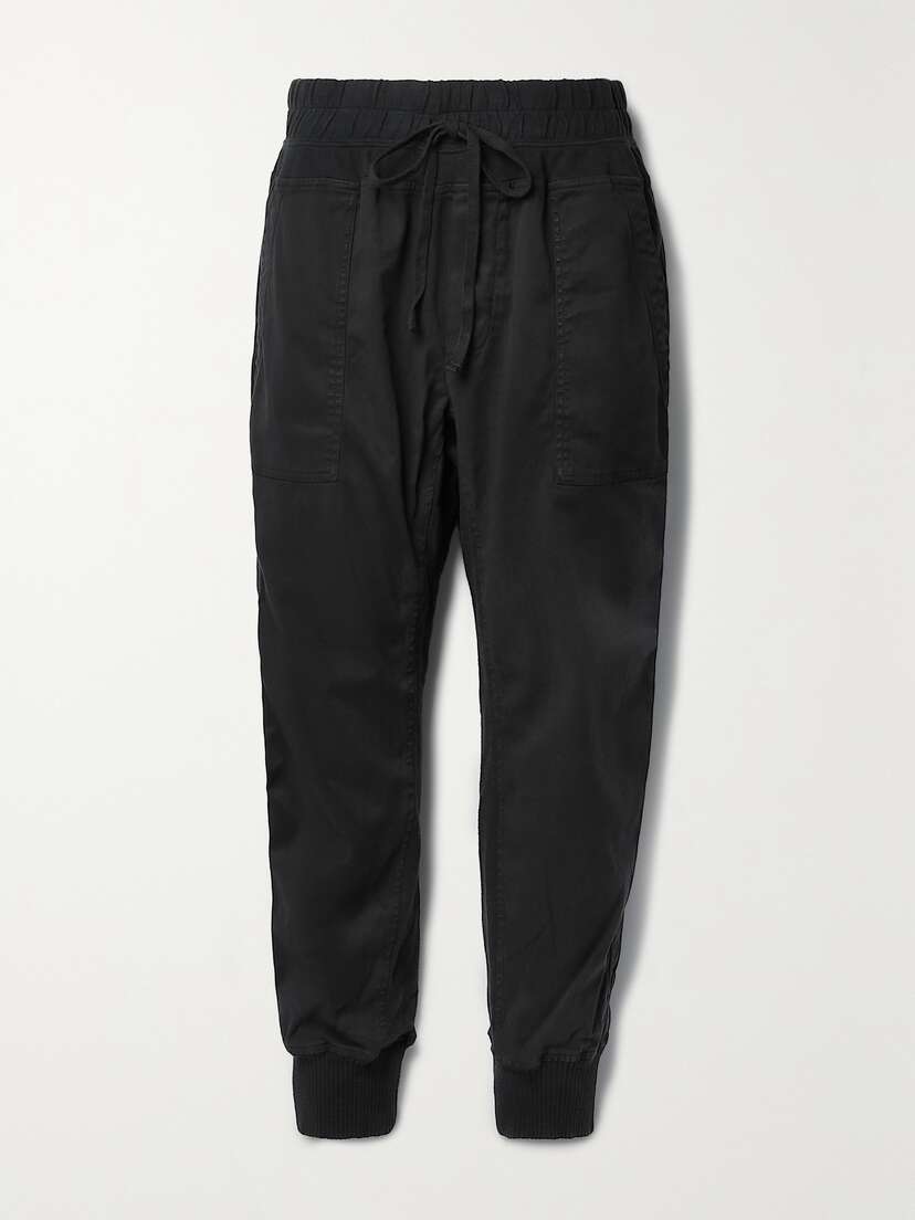 James Perse Jersey-trimmed Cotton-gabardine Track Pants